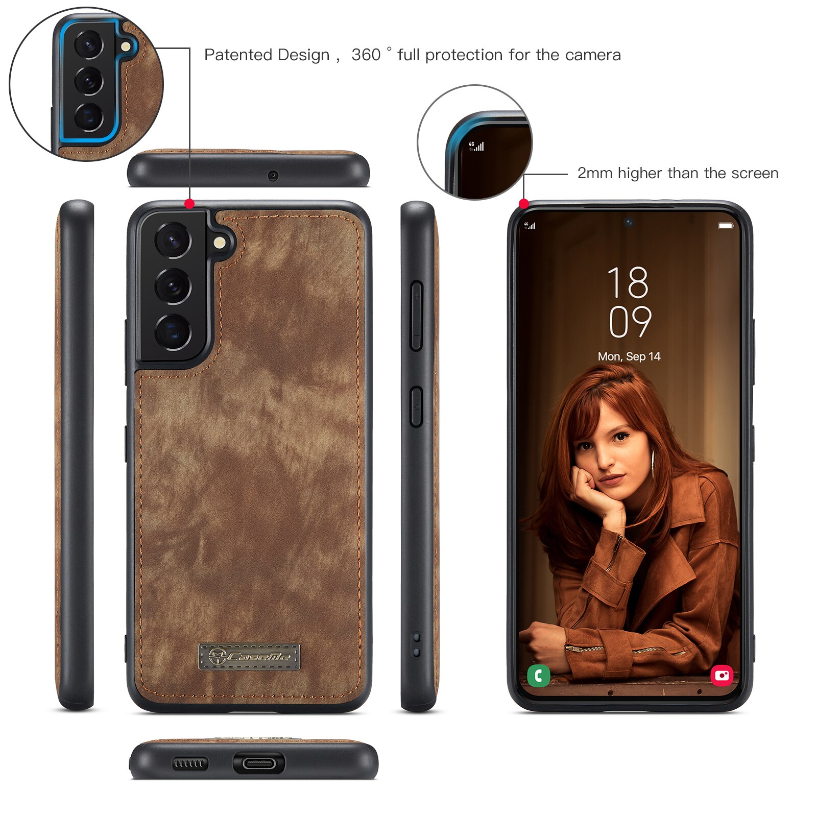 Étui portefeuille multi-cartes Samsung Galaxy S22, Marron