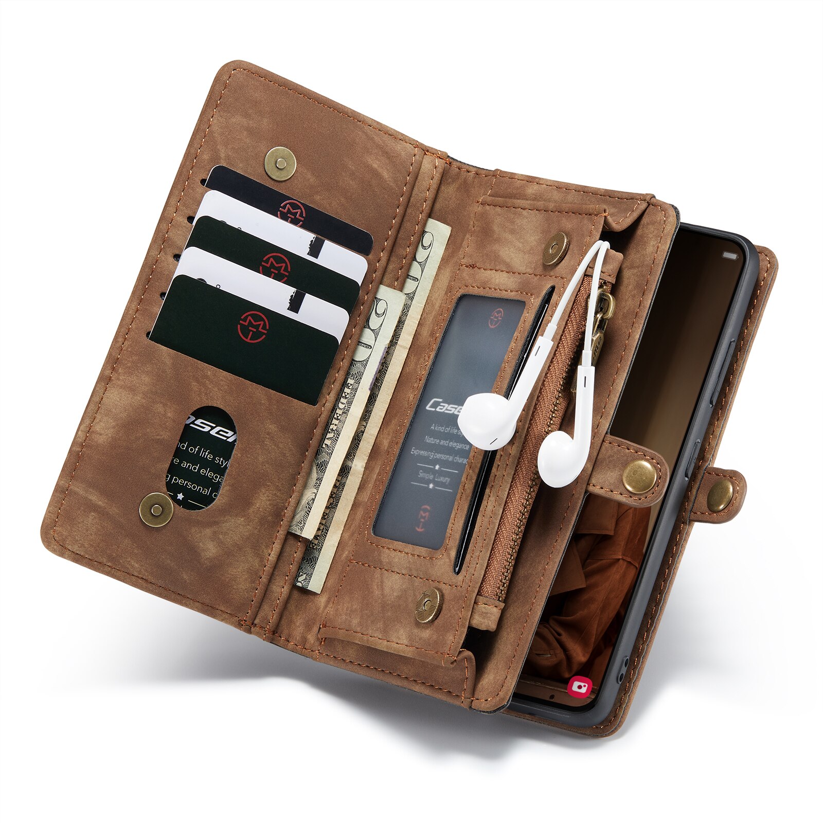 Étui portefeuille multi-cartes Samsung Galaxy S22, Marron