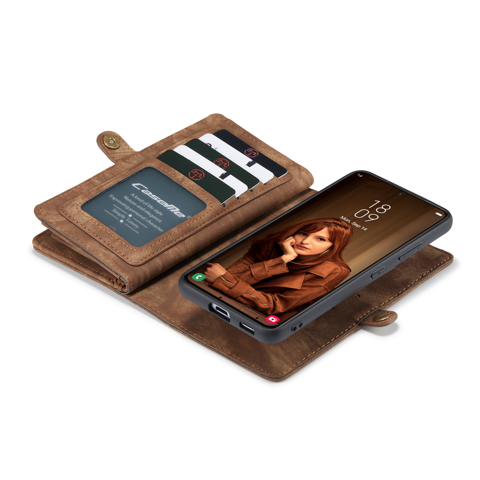 Étui portefeuille multi-cartes Samsung Galaxy S22 Plus Marron