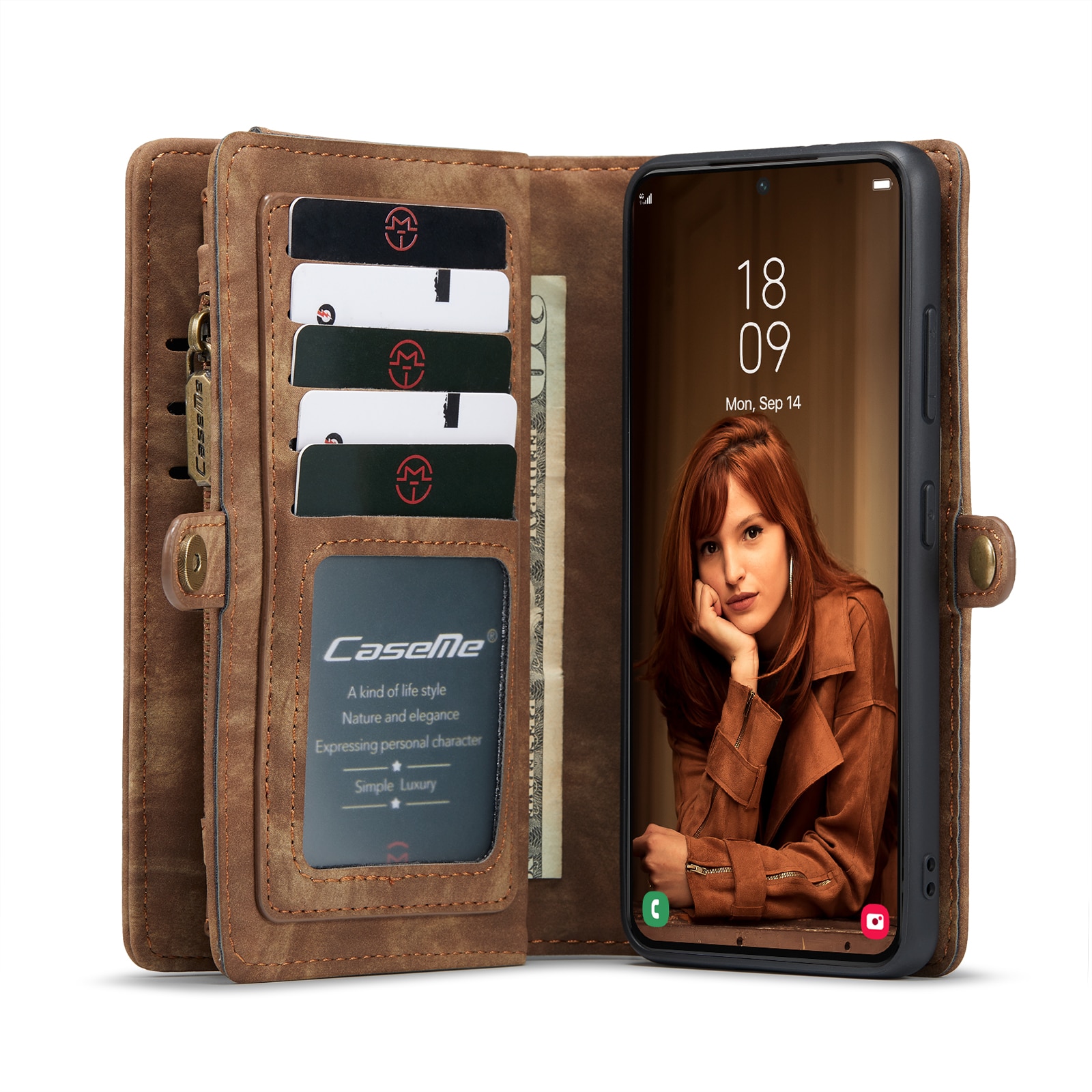 Étui portefeuille multi-cartes Samsung Galaxy S22, Marron