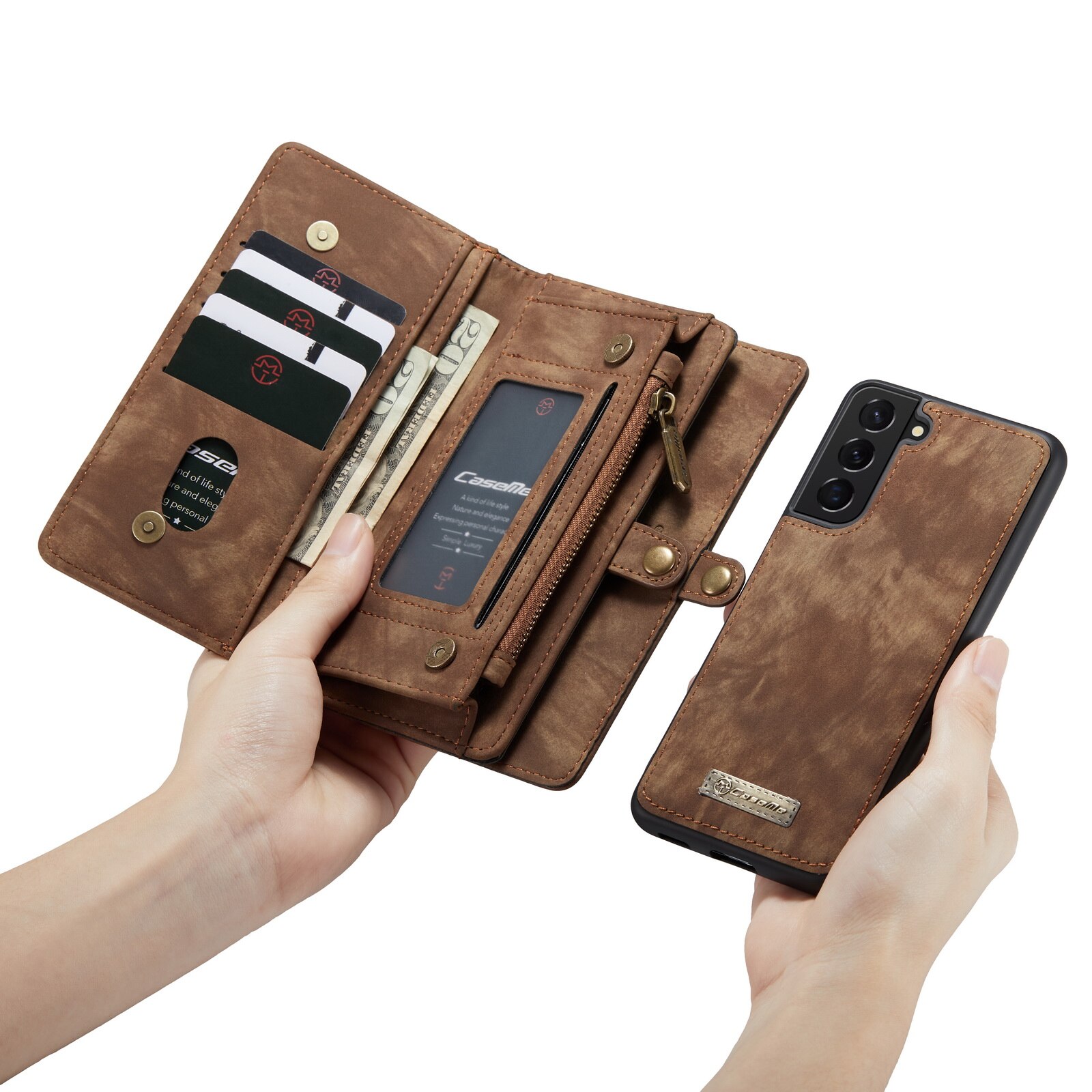 Étui portefeuille multi-cartes Samsung Galaxy S22, Marron