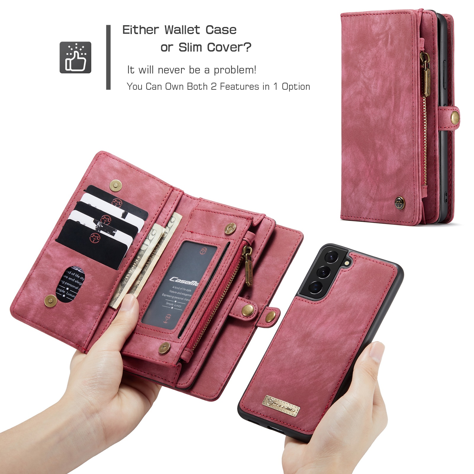 Étui portefeuille multi-cartes Samsung Galaxy S22, Rouge
