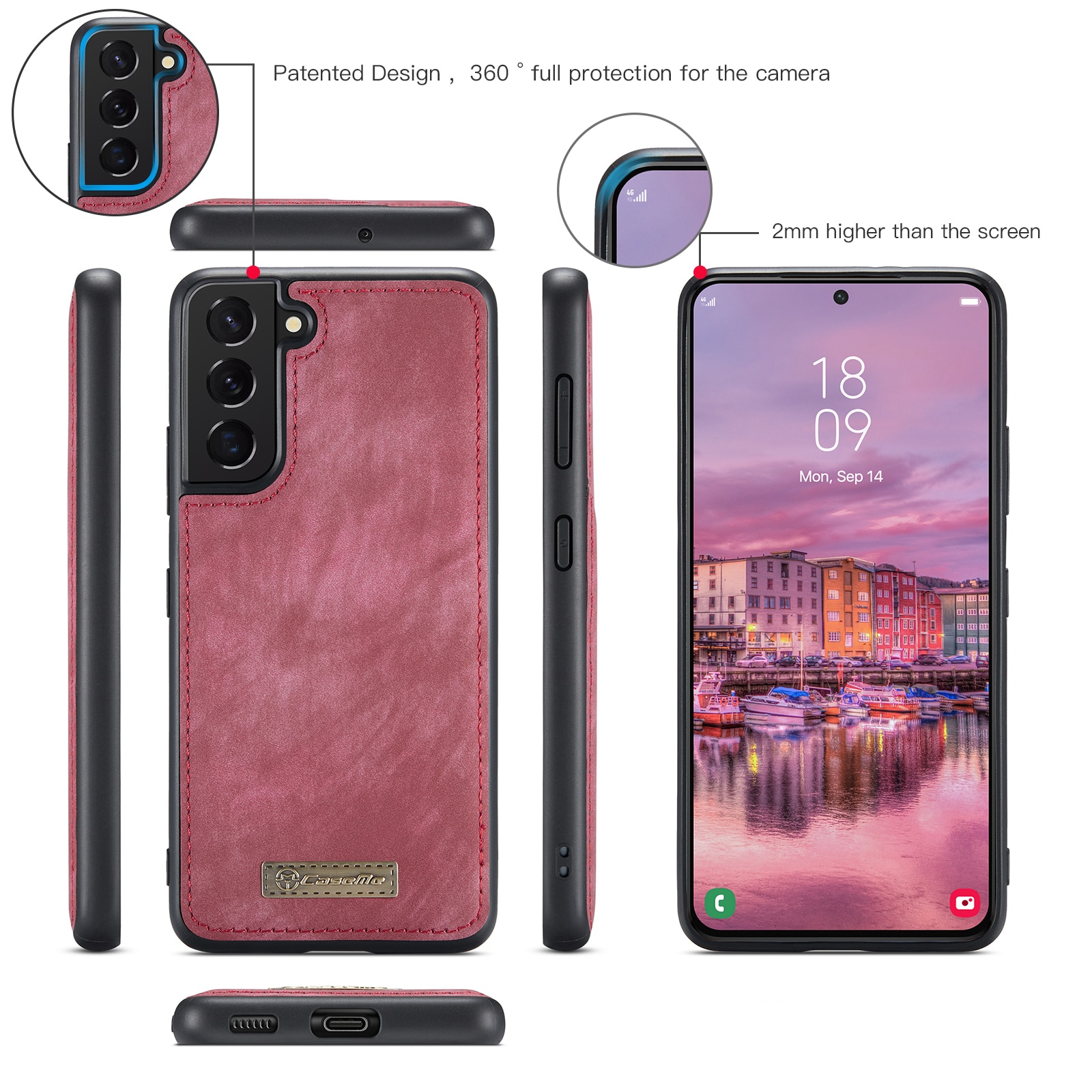 Étui portefeuille multi-cartes Samsung Galaxy S22, Rouge