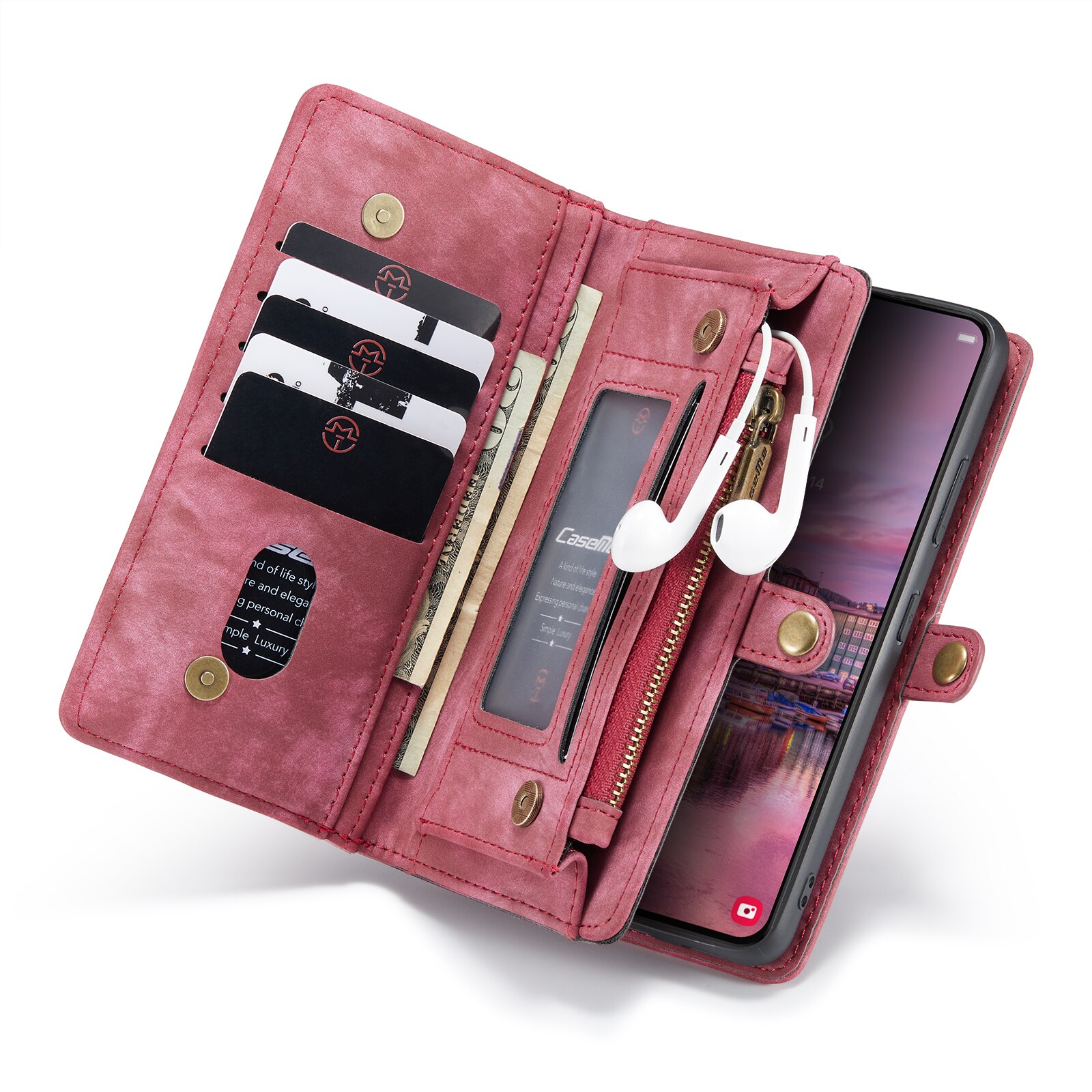 Étui portefeuille multi-cartes Samsung Galaxy S22, Rouge