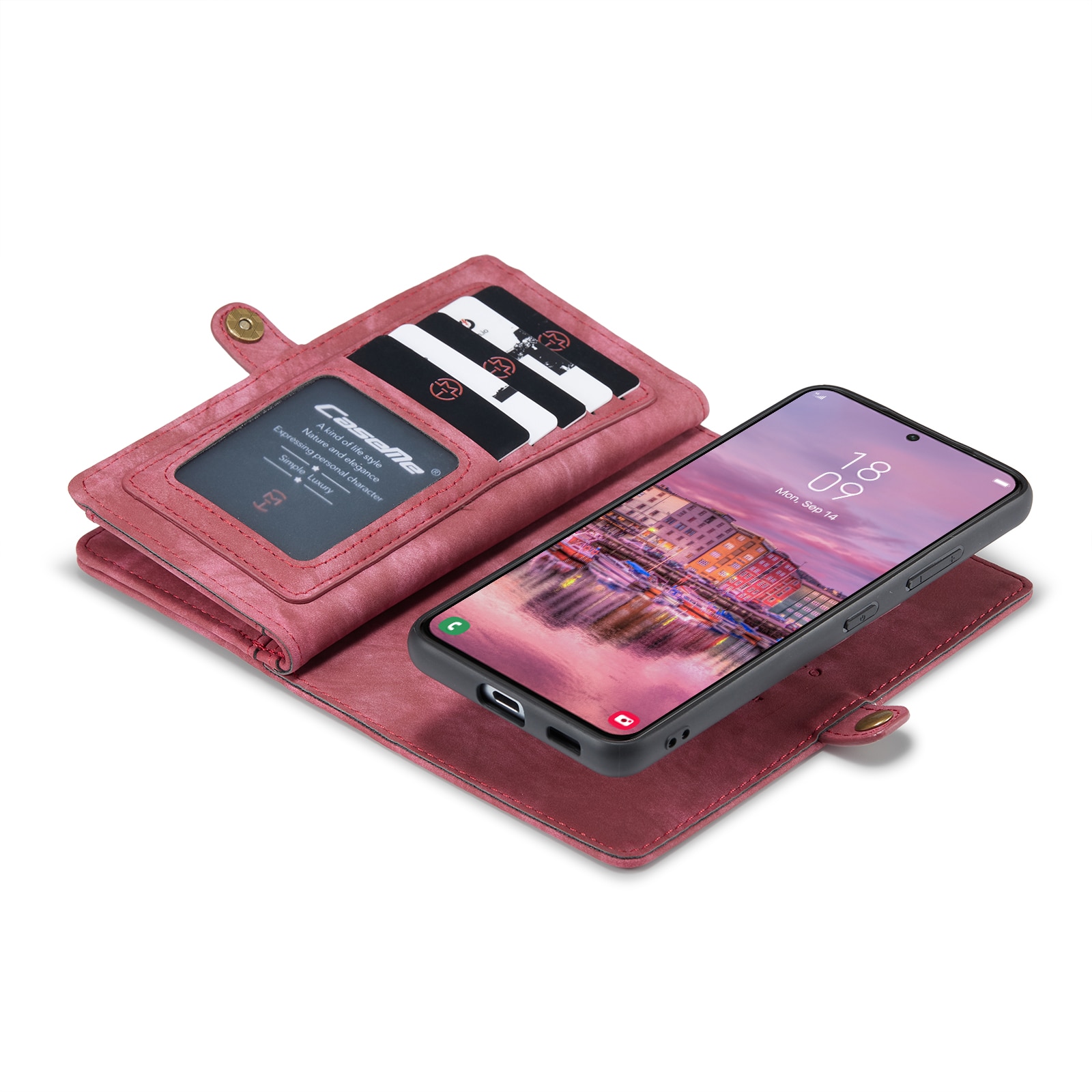 Étui portefeuille multi-cartes Samsung Galaxy S22 Plus Rouge