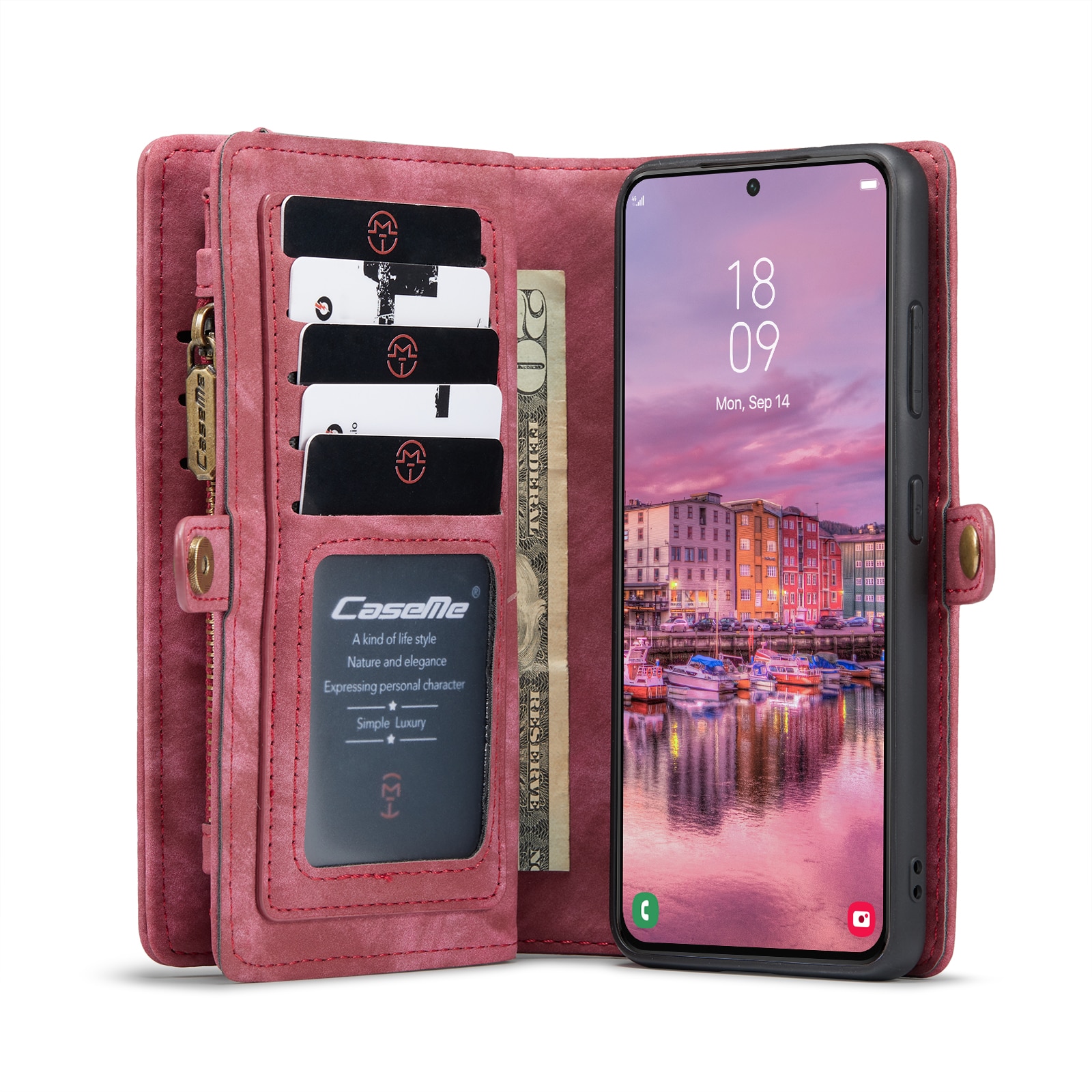 Étui portefeuille multi-cartes Samsung Galaxy S22 Plus Rouge