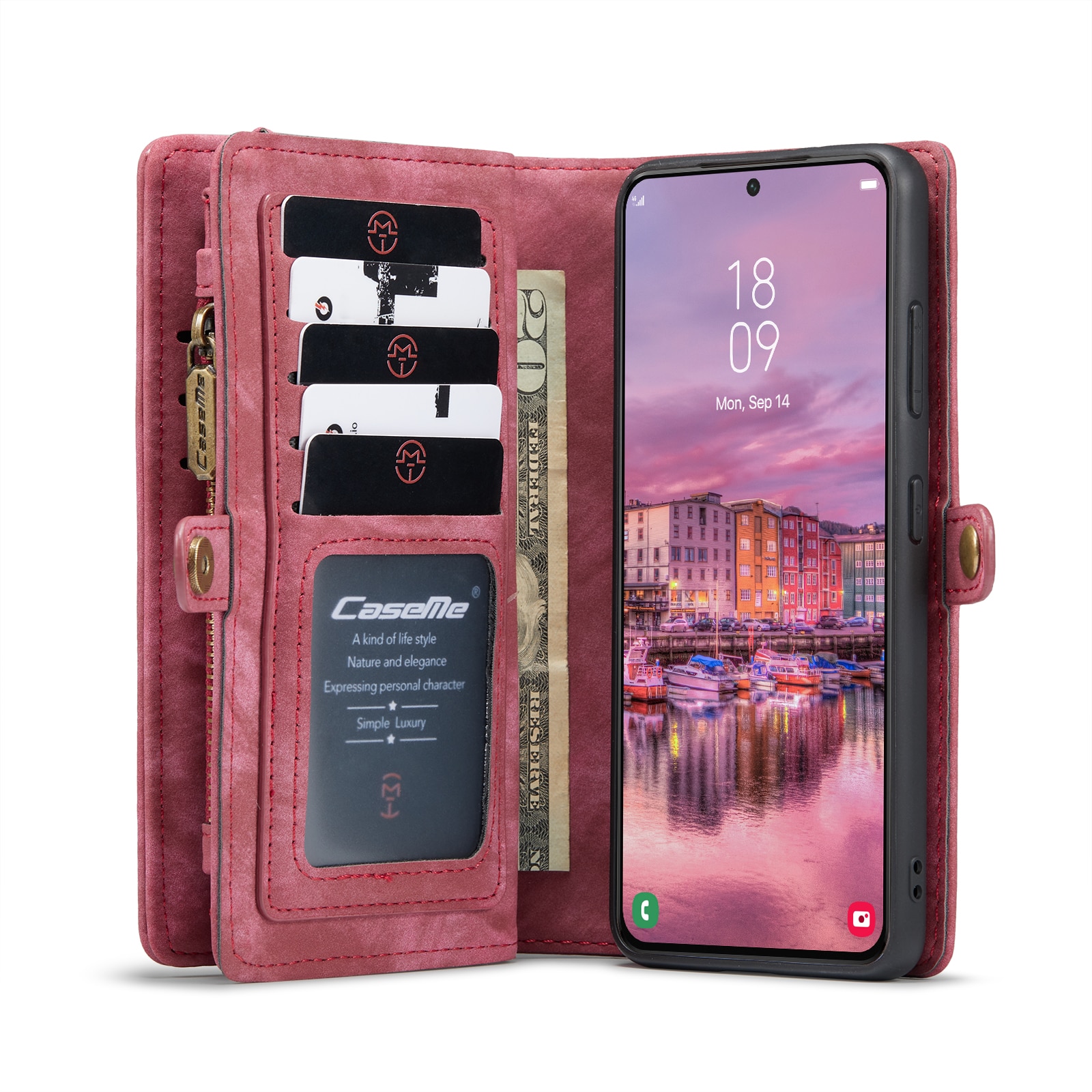 Étui portefeuille multi-cartes Samsung Galaxy S22, Rouge