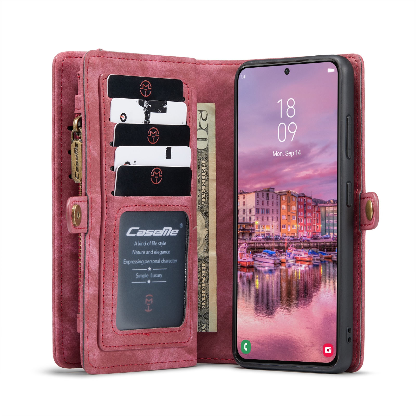 Étui portefeuille multi-cartes Samsung Galaxy S22 Rouge