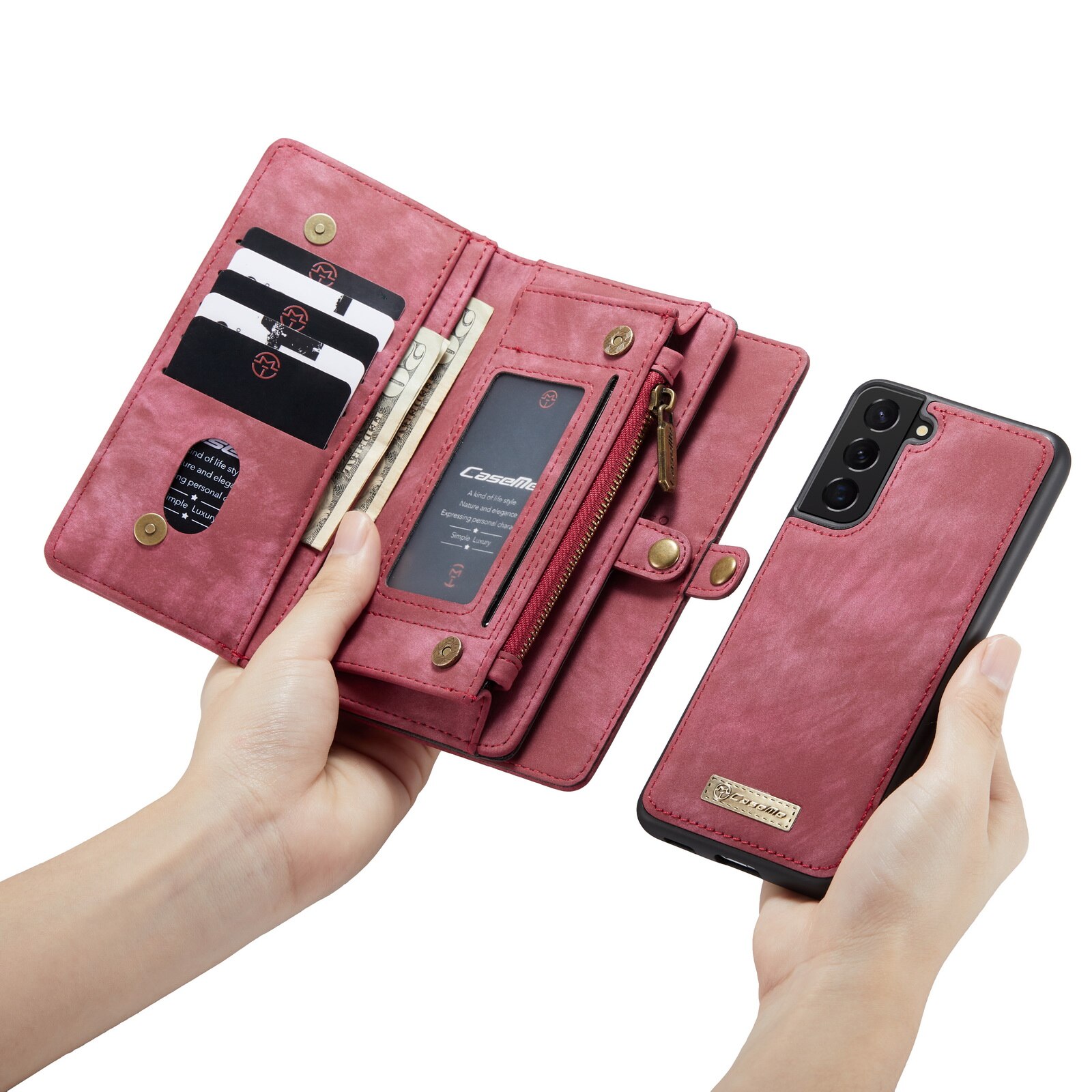 Étui portefeuille multi-cartes Samsung Galaxy S22, Rouge