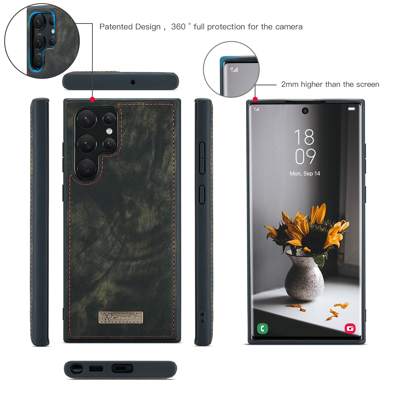 Étui portefeuille multi-cartes Samsung Galaxy S22 Ultra, Gris
