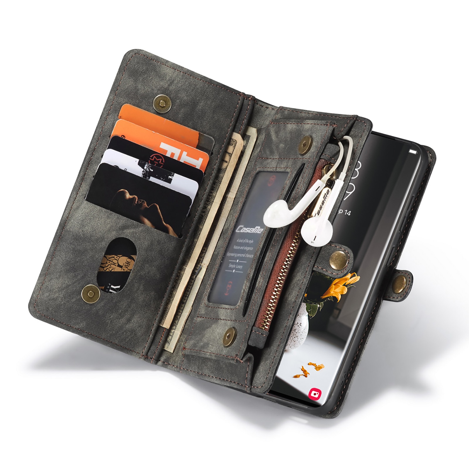 Étui portefeuille multi-cartes Samsung Galaxy S22 Ultra, Gris