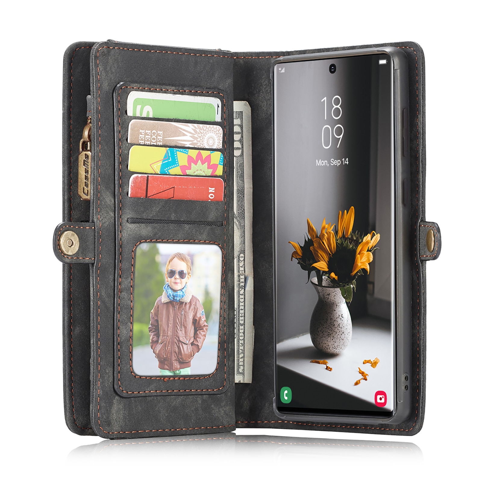 Étui portefeuille multi-cartes Samsung Galaxy S22 Ultra Gris