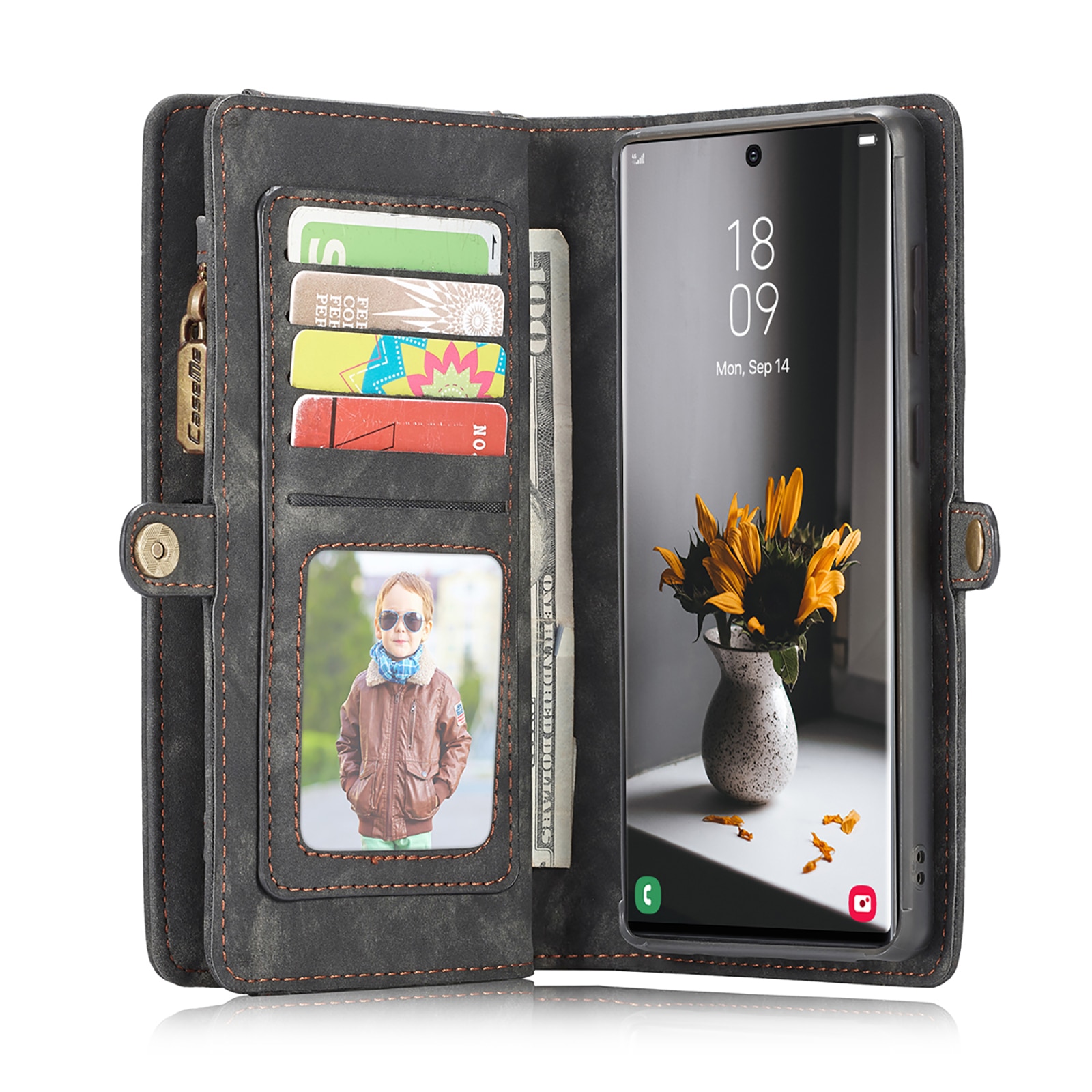 Étui portefeuille multi-cartes Samsung Galaxy S22 Ultra, Gris