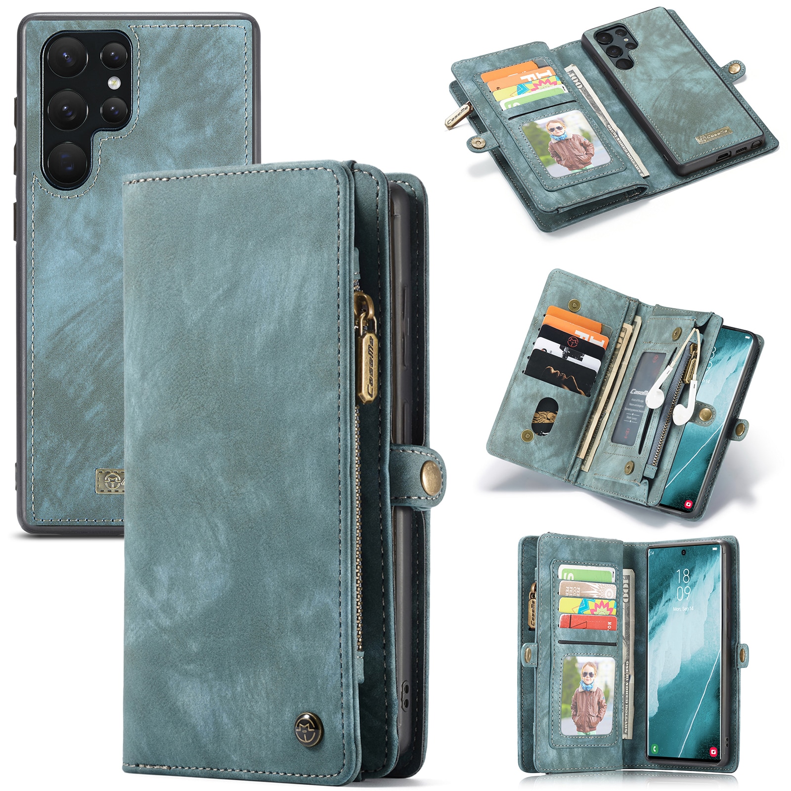 Étui portefeuille multi-cartes Samsung Galaxy S22 Ultra, Bleu