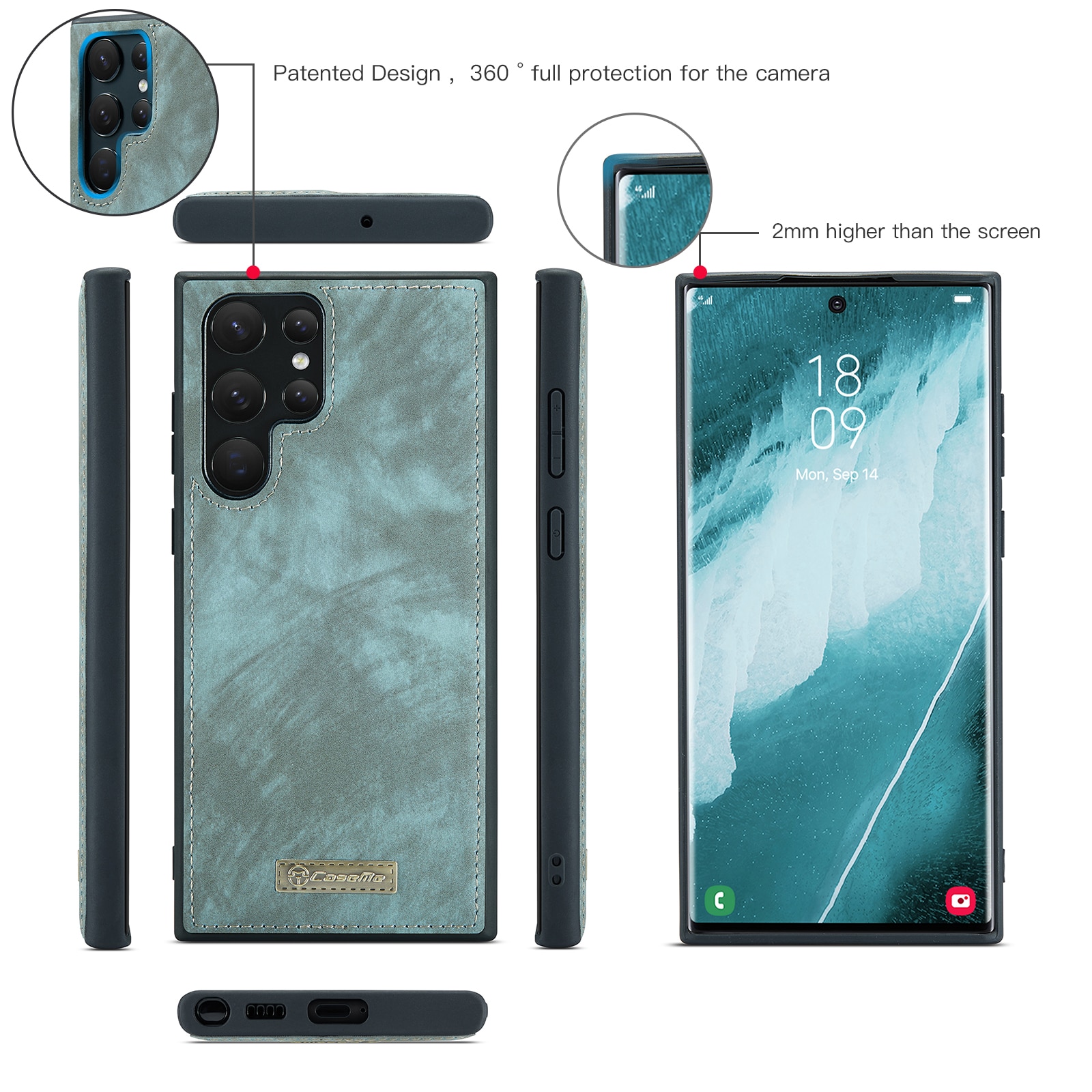 Étui portefeuille multi-cartes Samsung Galaxy S22 Ultra, Bleu