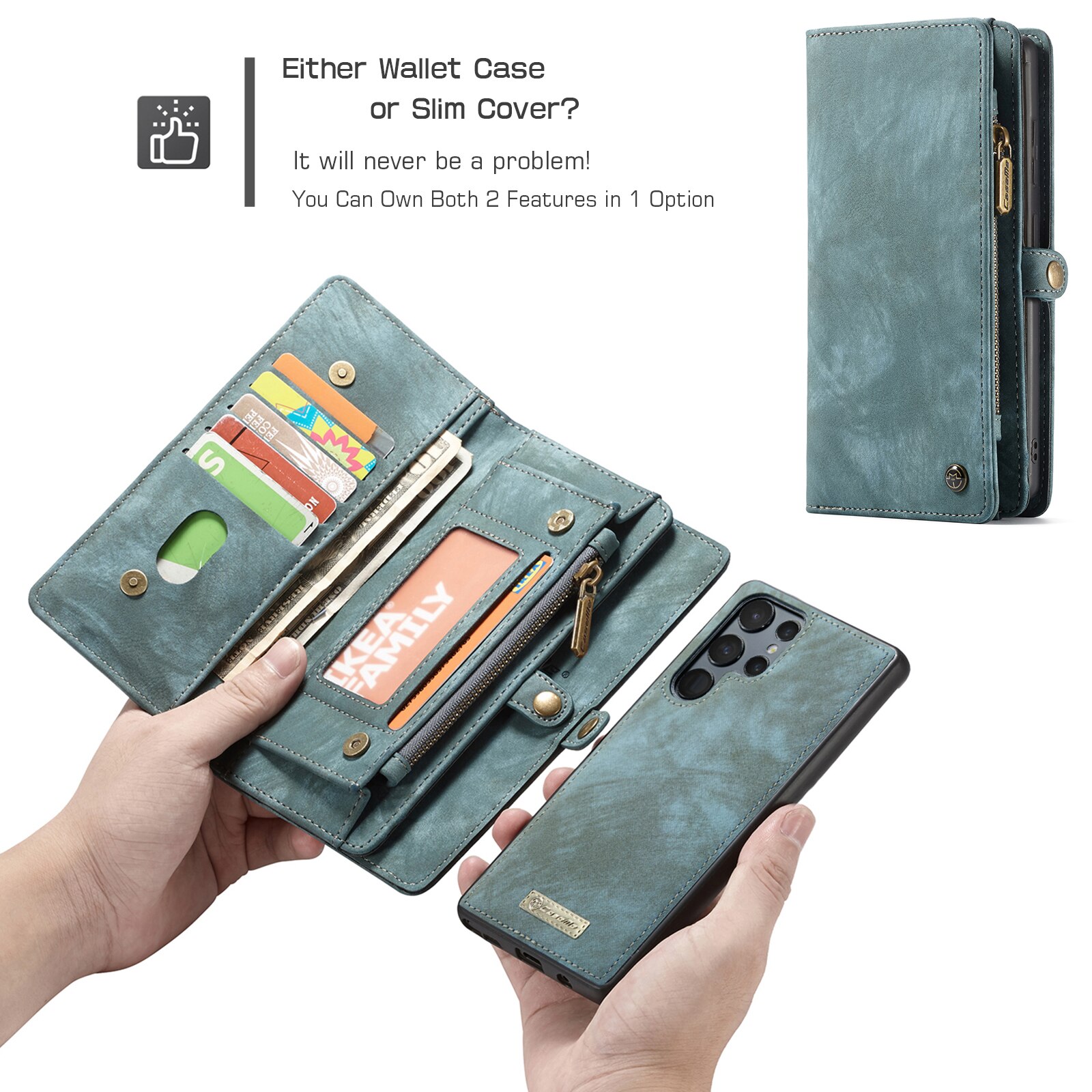 Étui portefeuille multi-cartes Samsung Galaxy S22 Ultra, Bleu
