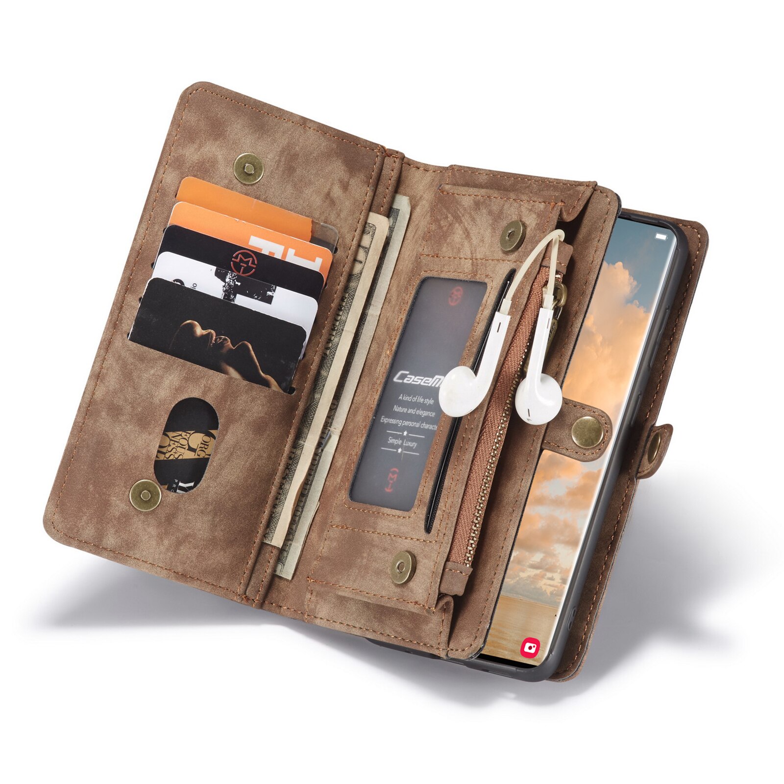 Étui portefeuille multi-cartes Samsung Galaxy S22 Ultra, Marron