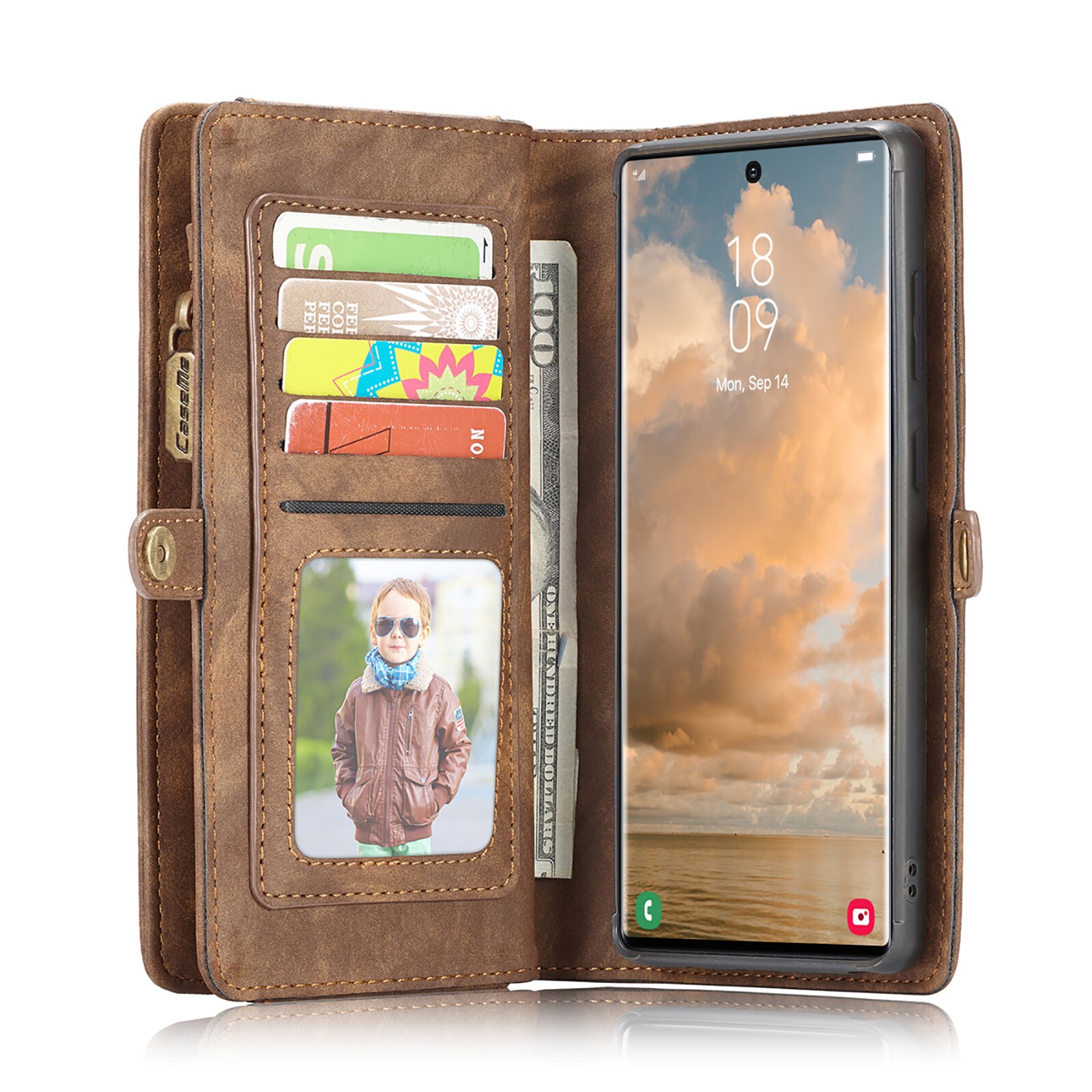 Étui portefeuille multi-cartes Samsung Galaxy S22 Ultra, Marron