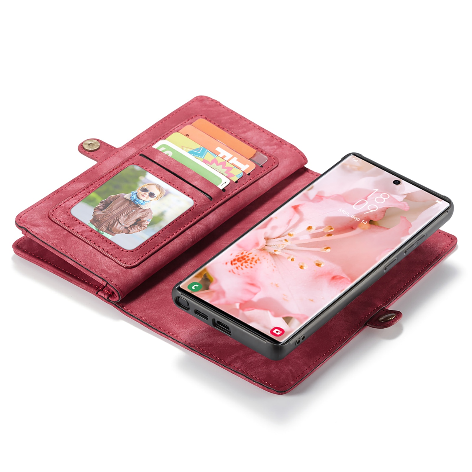 Étui portefeuille multi-cartes Samsung Galaxy S22 Ultra, Rouge