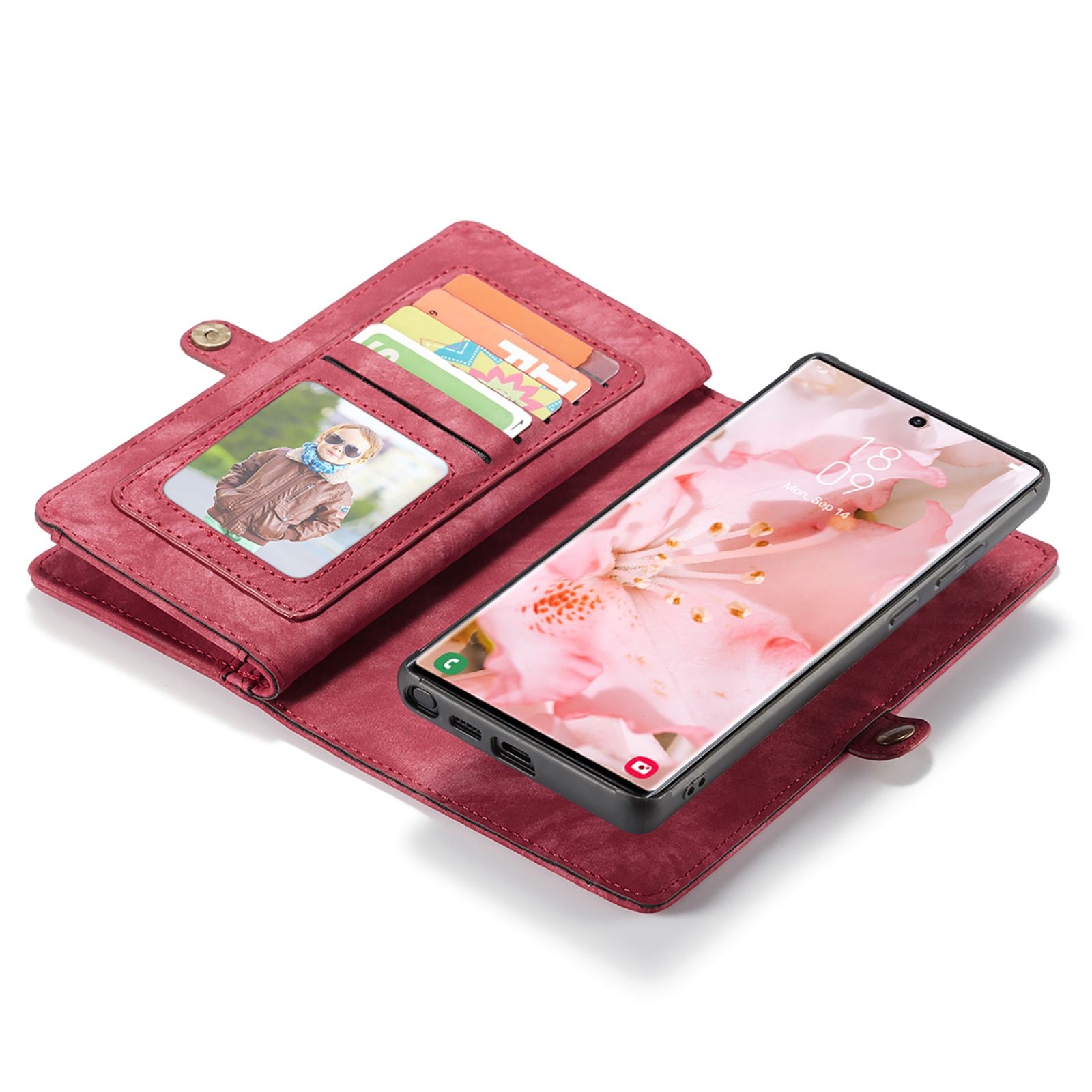 Étui portefeuille multi-cartes Samsung Galaxy S22 Ultra Rouge