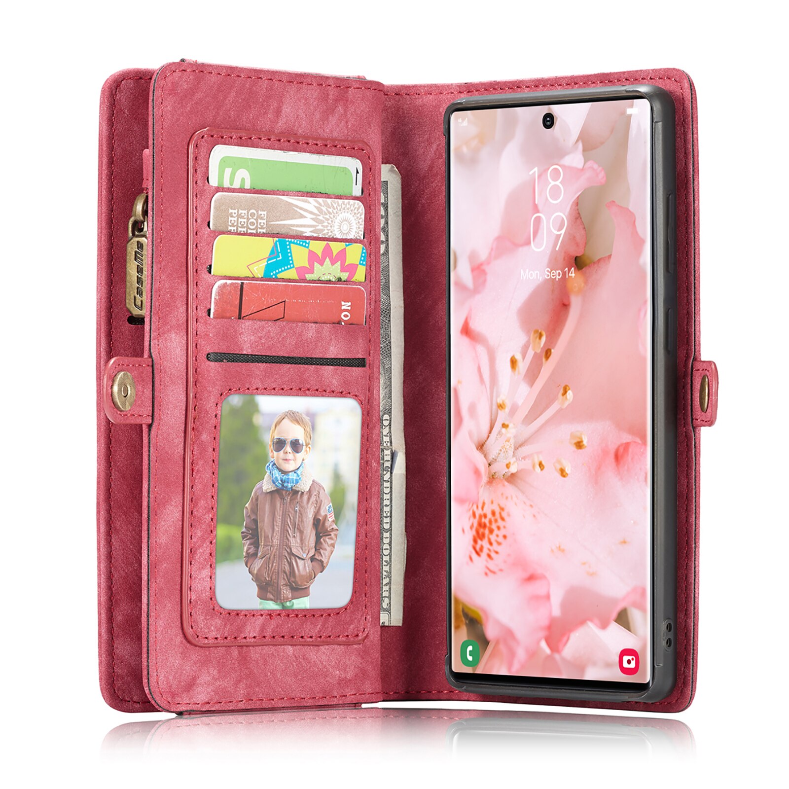 Étui portefeuille multi-cartes Samsung Galaxy S22 Ultra, Rouge