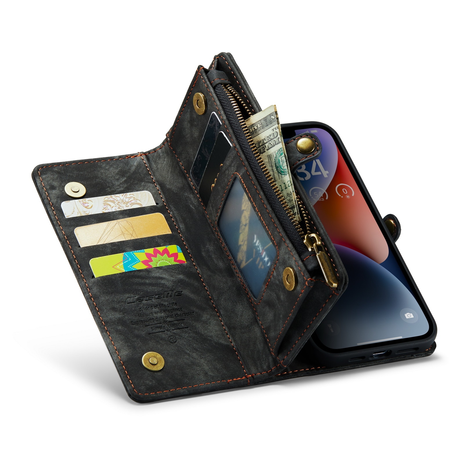 Étui portefeuille multi-cartes iPhone 14, Gris