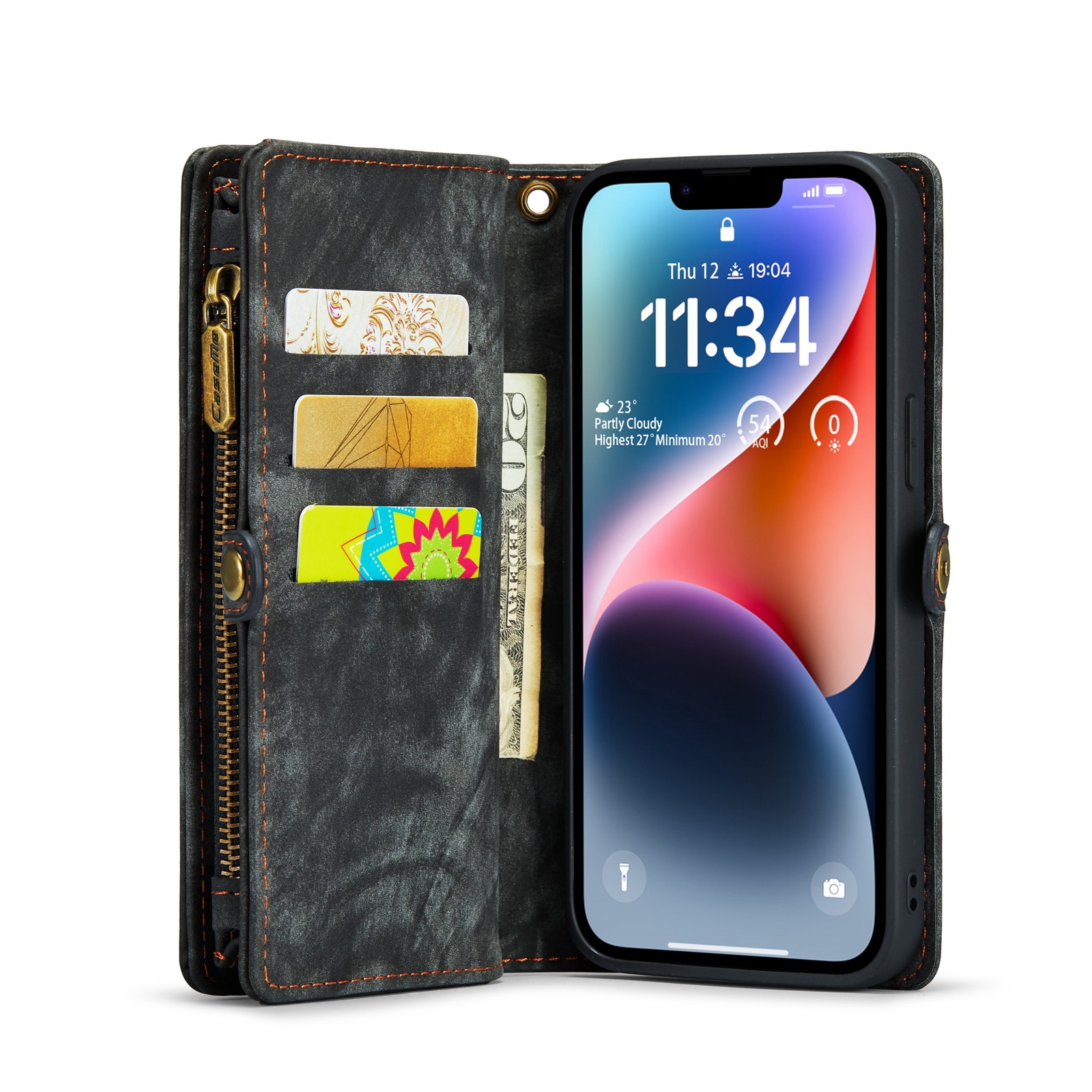 Étui portefeuille multi-cartes iPhone 14, Gris
