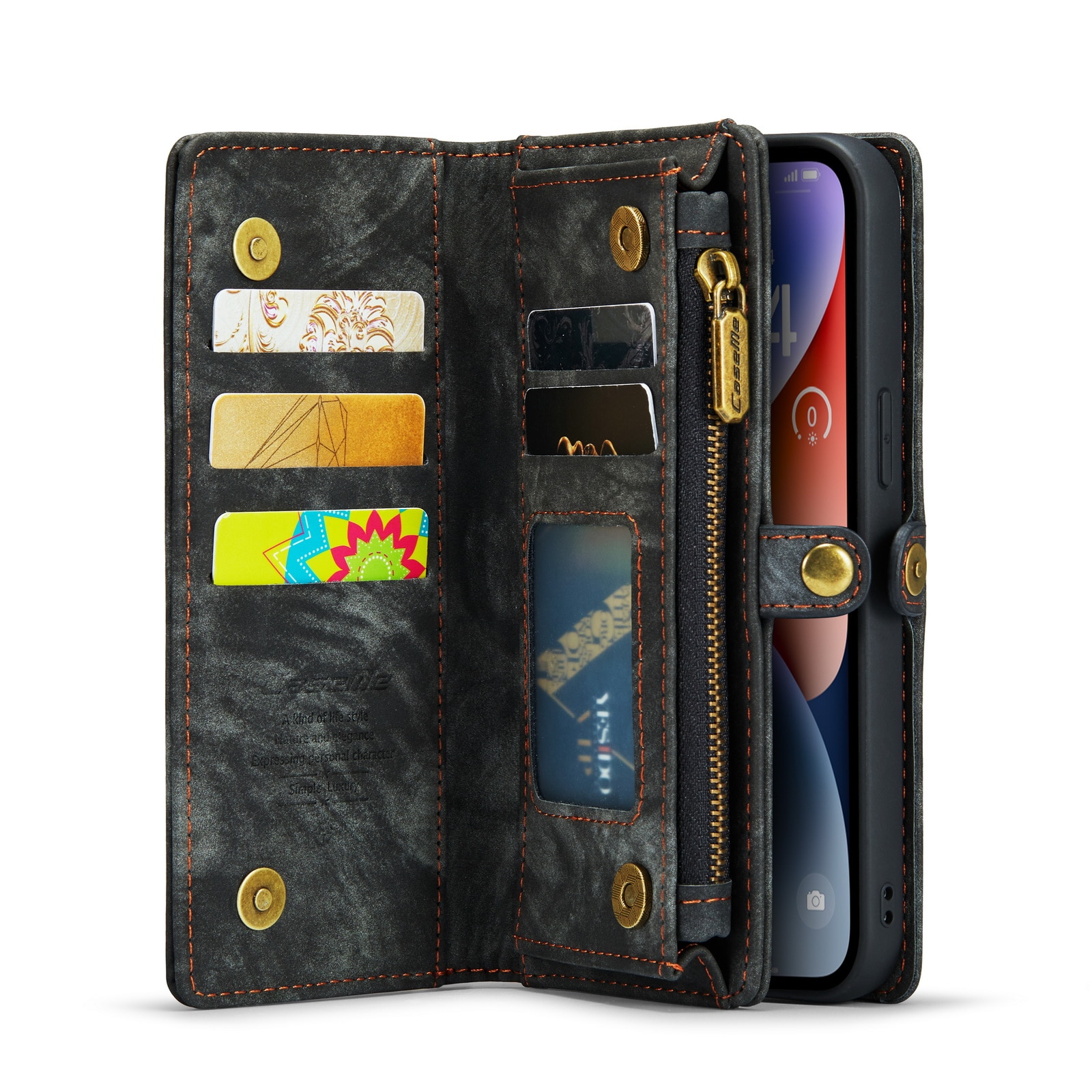 Étui portefeuille multi-cartes iPhone 14 Gris
