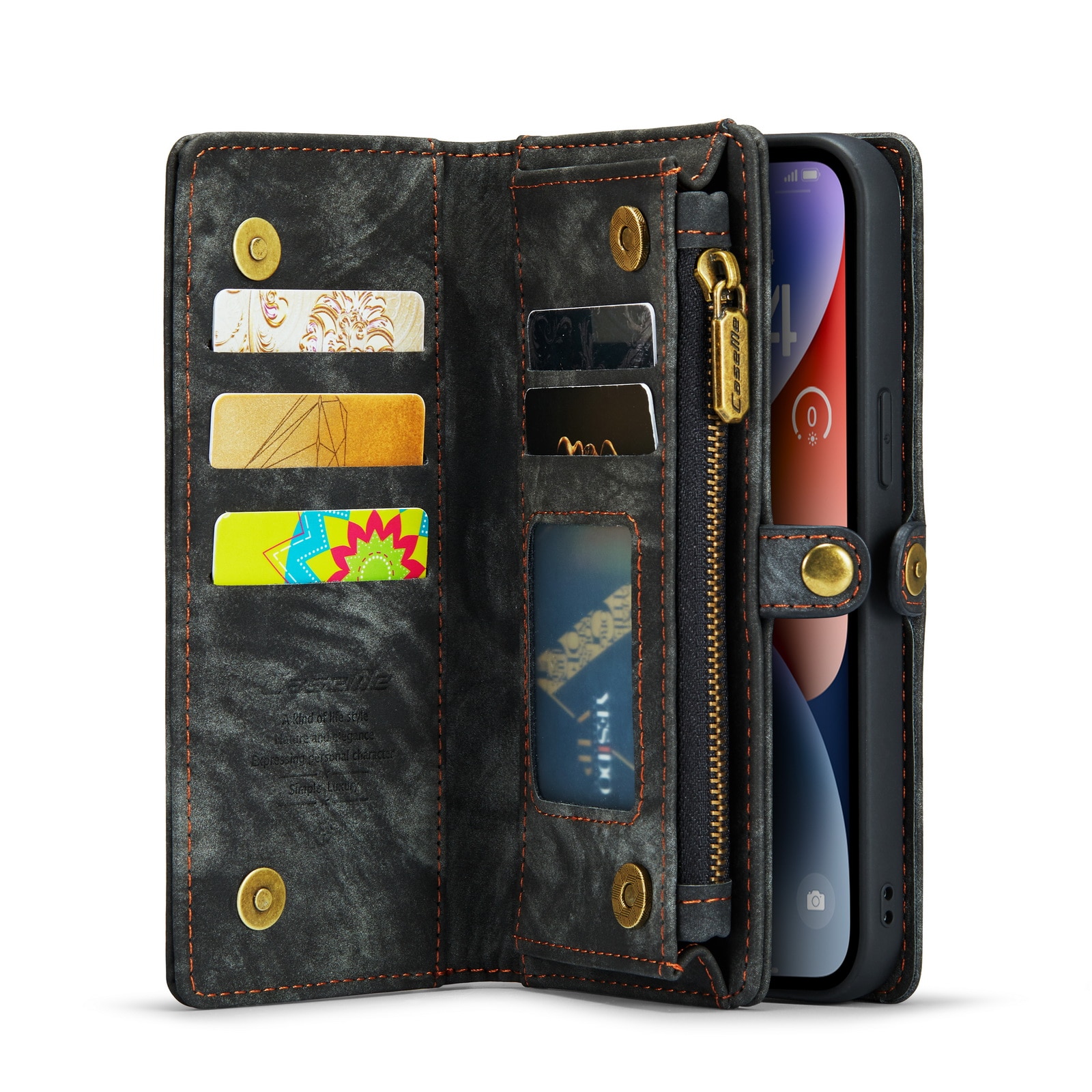 Étui portefeuille multi-cartes iPhone 14, Gris