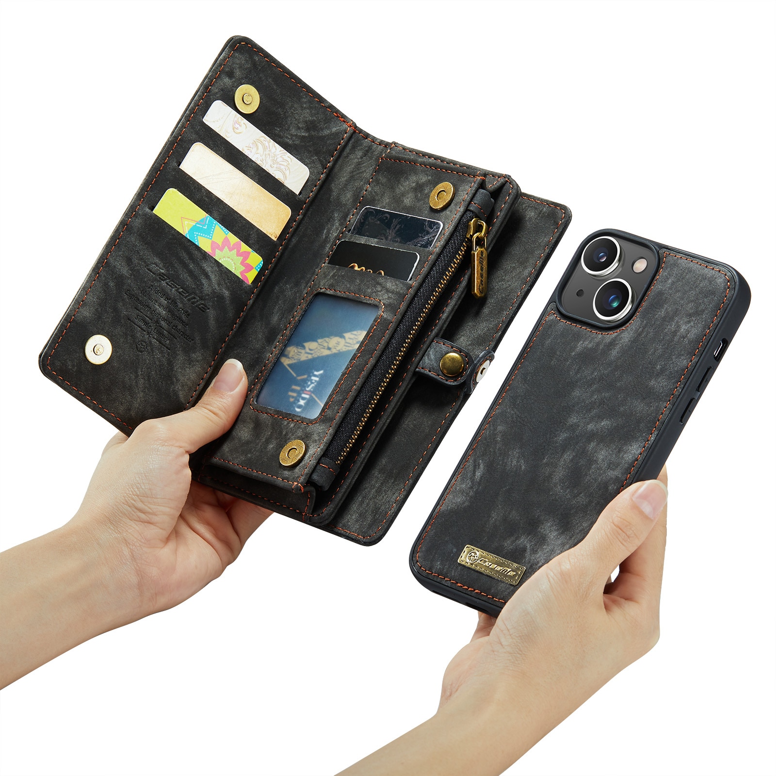 Étui portefeuille multi-cartes iPhone 14, Gris