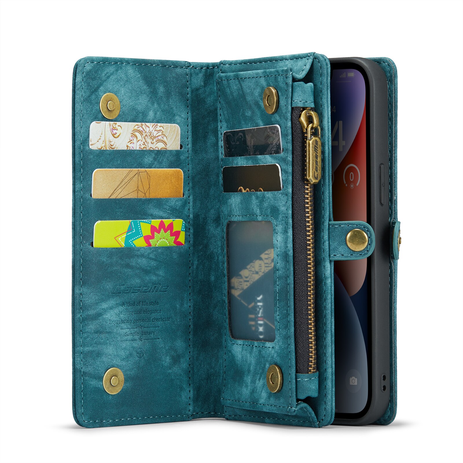 Étui portefeuille multi-cartes iPhone 14, Bleu