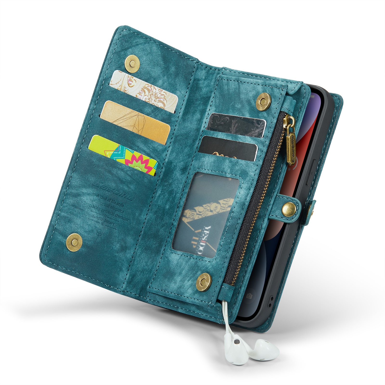 Étui portefeuille multi-cartes iPhone 14, Bleu