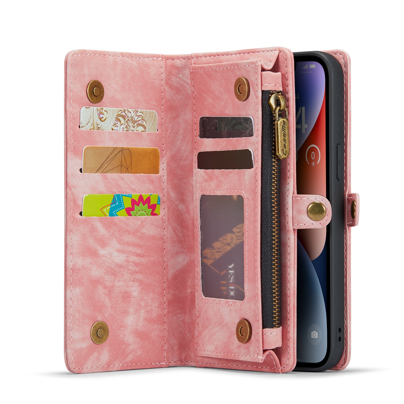 Étui portefeuille multi-cartes iPhone 14, Rose