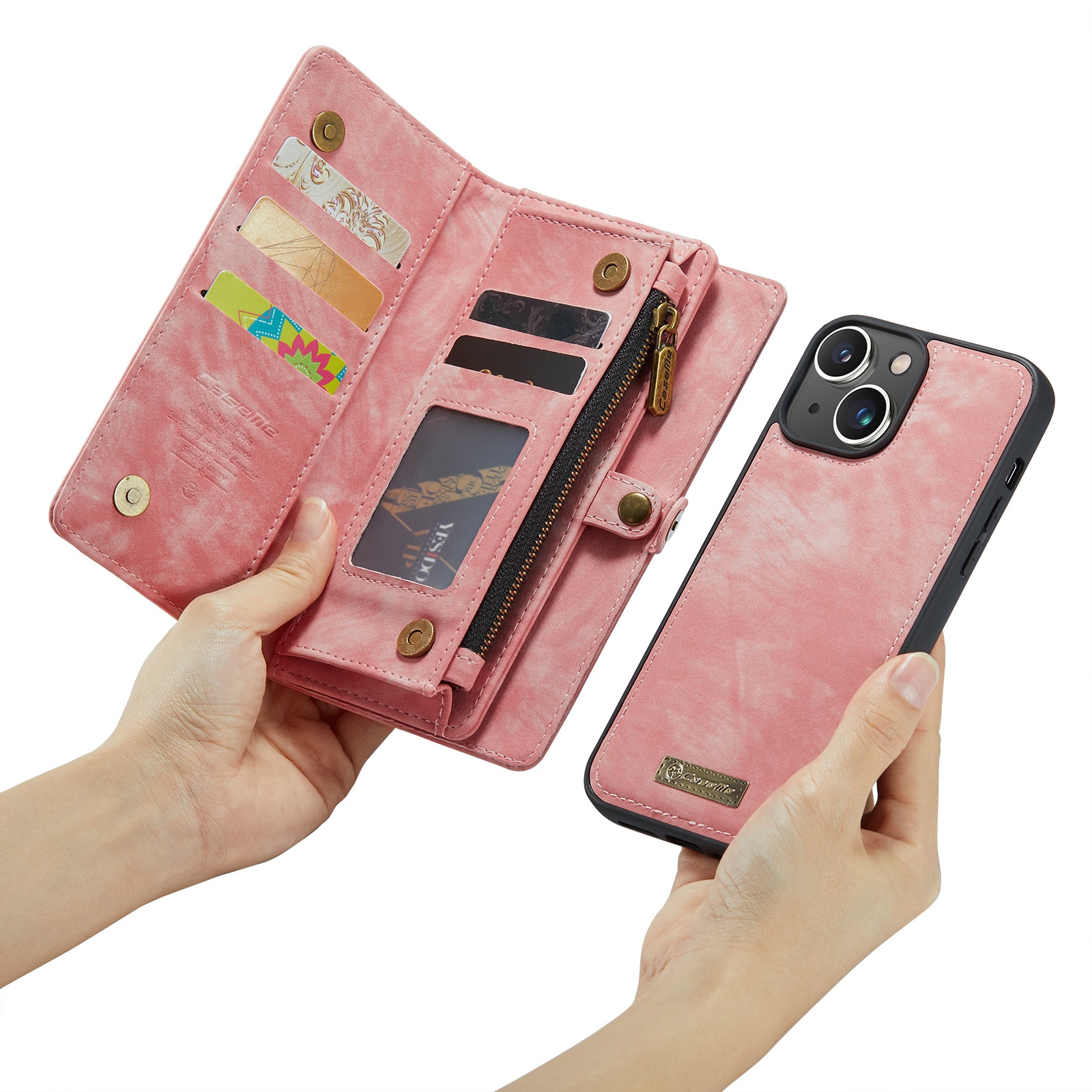 Étui portefeuille multi-cartes iPhone 14, Rose