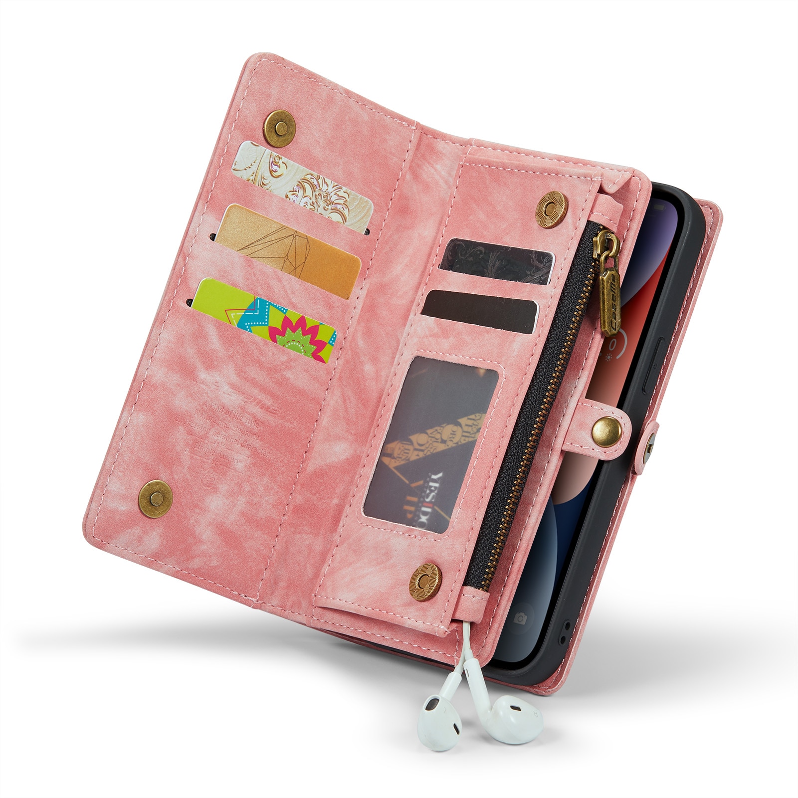 Étui portefeuille multi-cartes iPhone 14, Rose