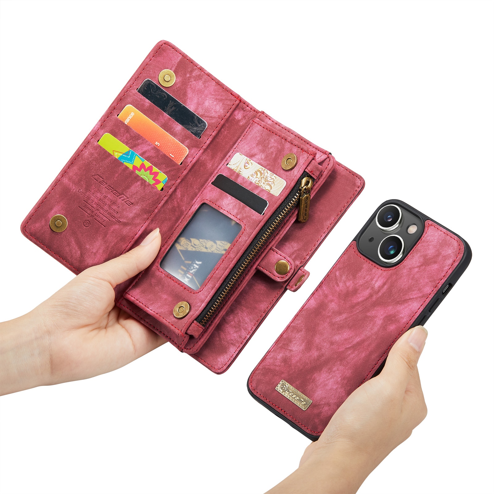 Étui portefeuille multi-cartes iPhone 14 Plus Rouge
