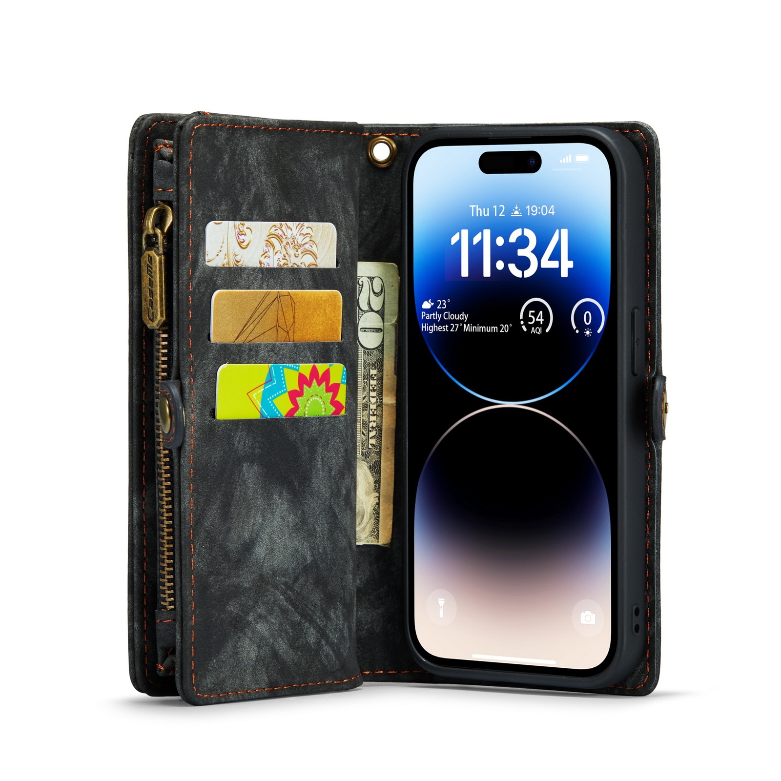 Étui portefeuille multi-cartes iPhone 14 Pro Max Gris