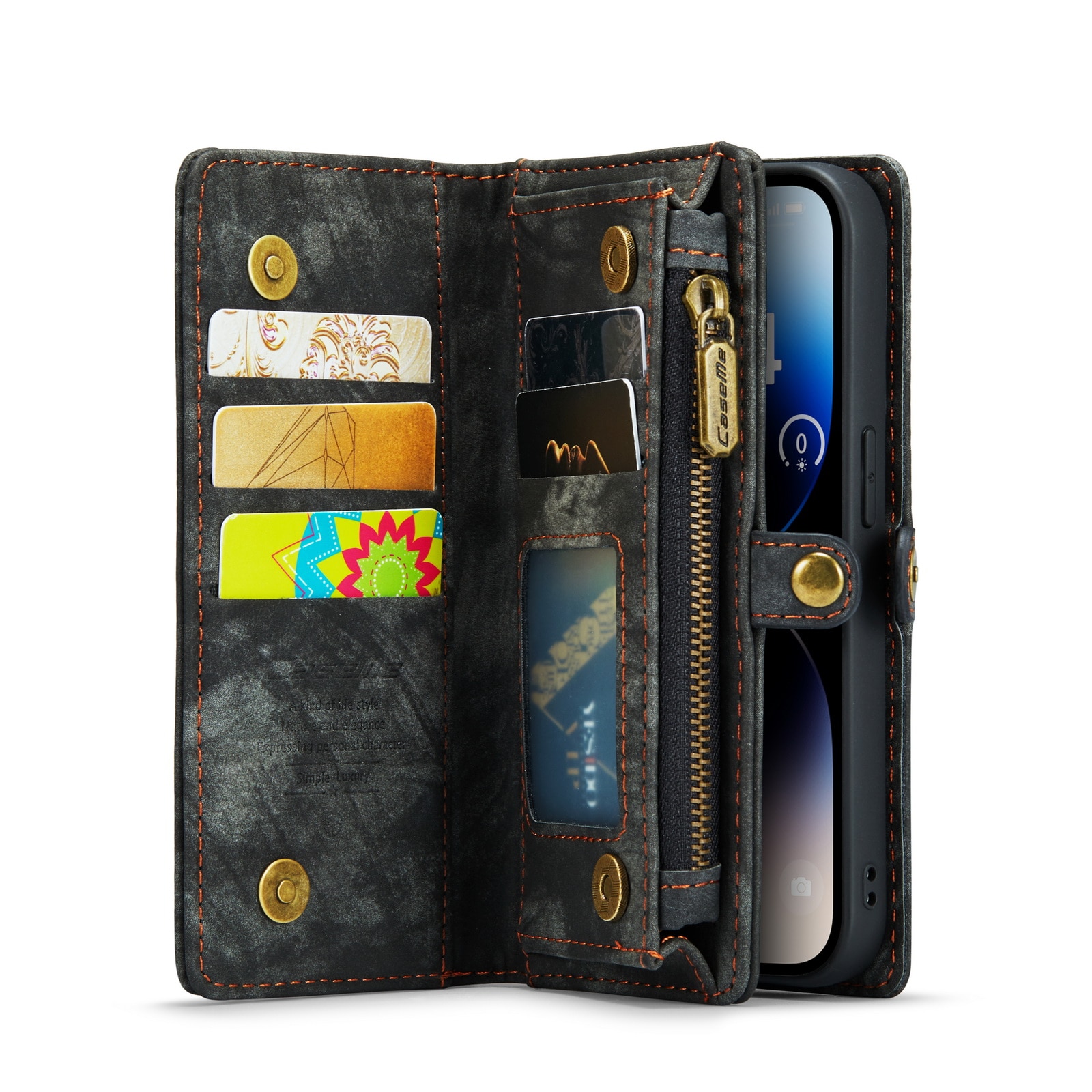 Étui portefeuille multi-cartes iPhone 14 Pro Max, Gris