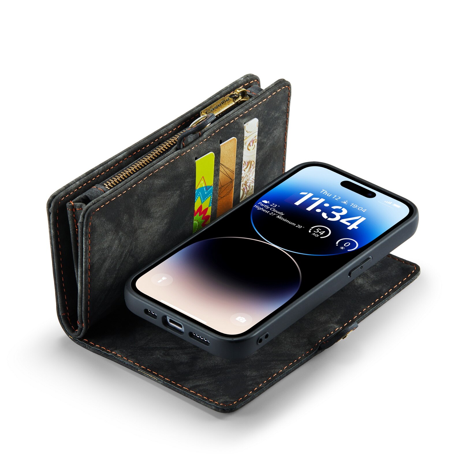 Étui portefeuille multi-cartes iPhone 14 Pro Max, Gris