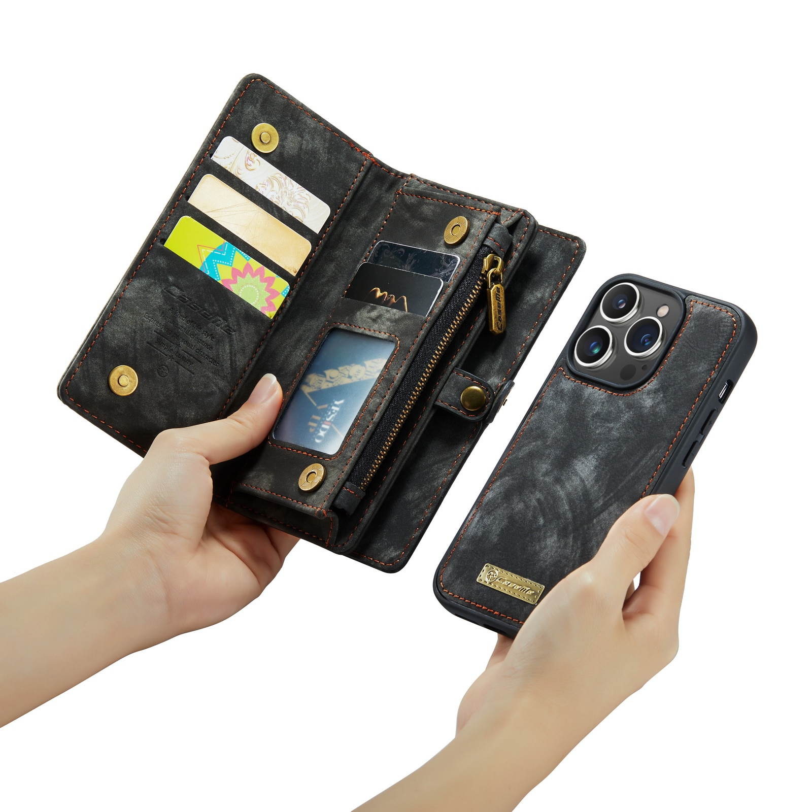 Étui portefeuille multi-cartes iPhone 14 Pro Max, Gris
