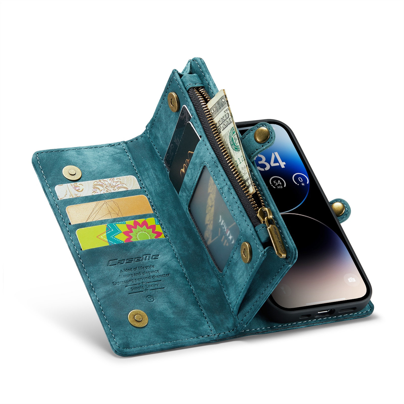 Étui portefeuille multi-cartes iPhone 14 Pro Bleu