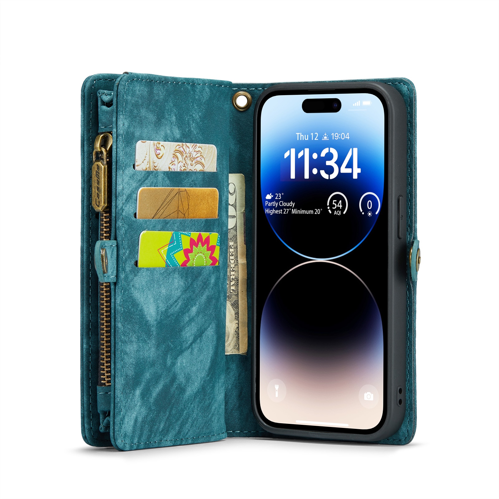 Étui portefeuille multi-cartes iPhone 14 Pro Max Bleu