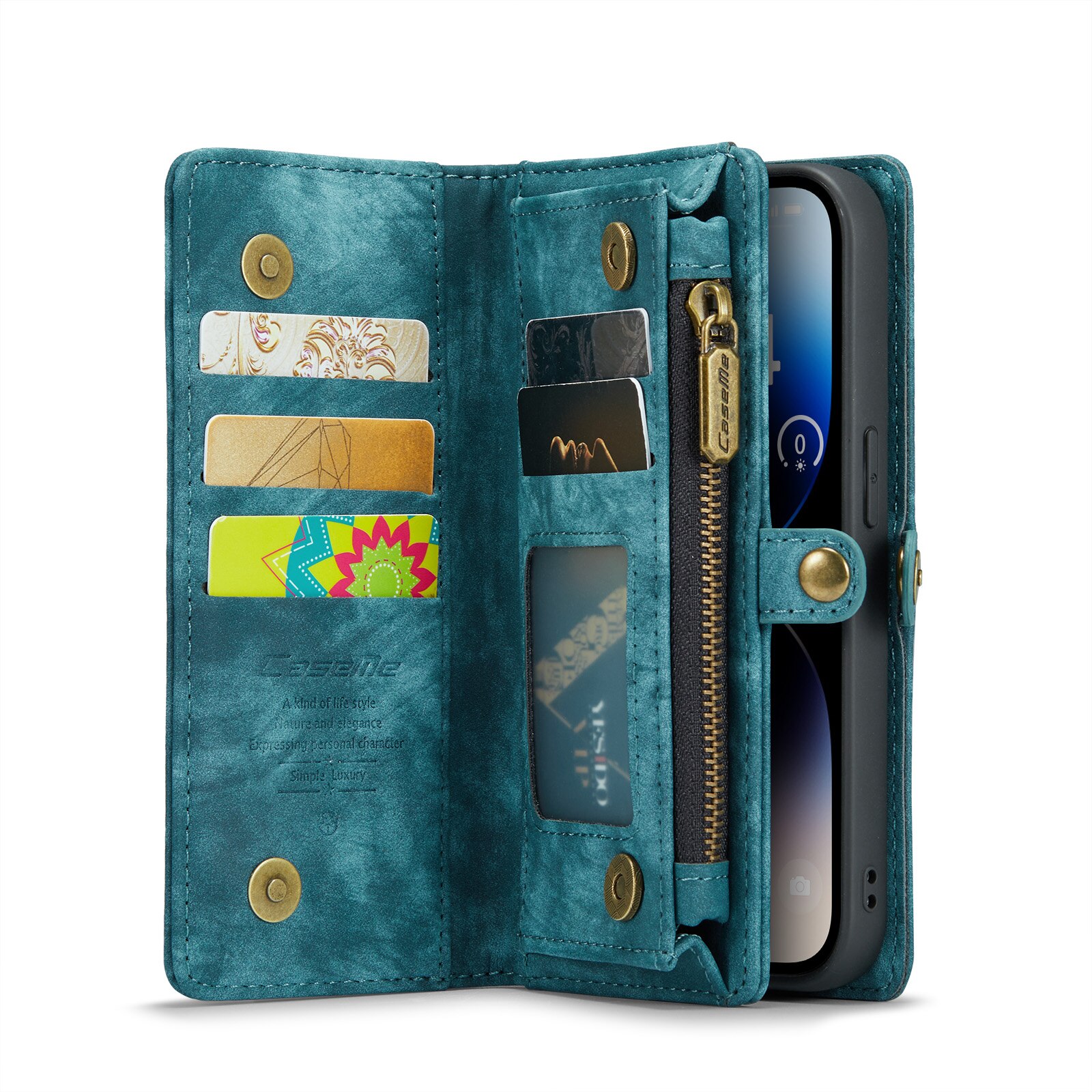 Étui portefeuille multi-cartes iPhone 14 Pro Max, Bleu