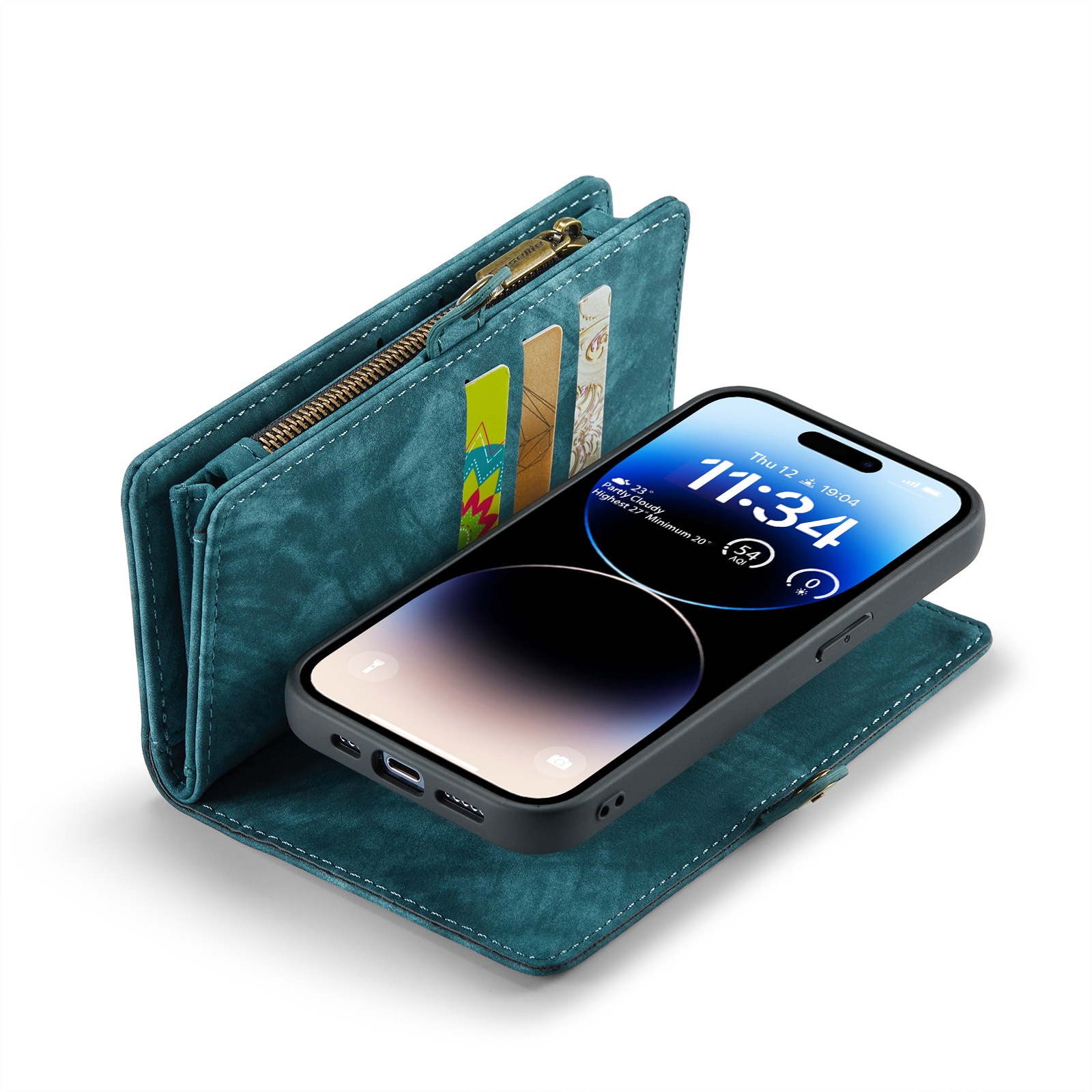 Étui portefeuille multi-cartes iPhone 14 Pro Max, Bleu