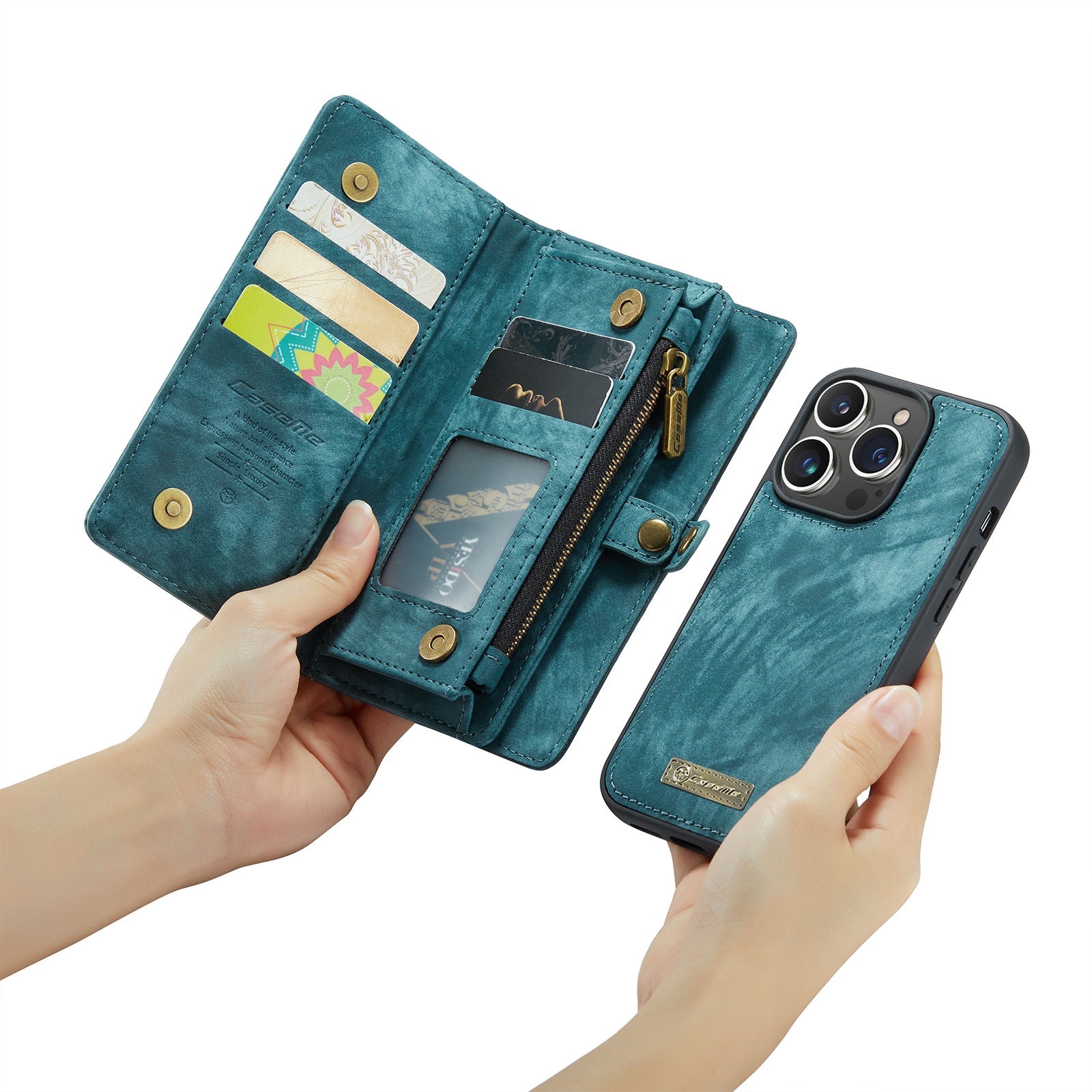 Étui portefeuille multi-cartes iPhone 14 Pro Max, Bleu