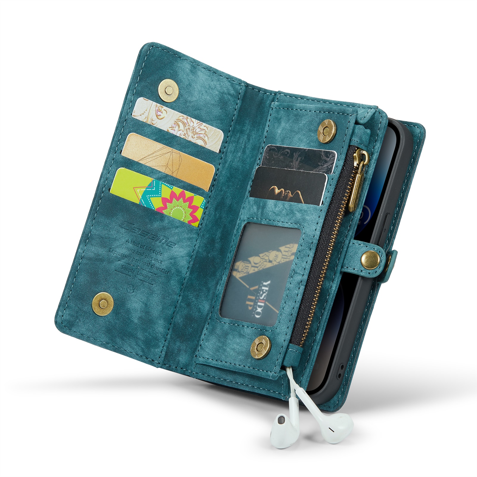 Étui portefeuille multi-cartes iPhone 14 Pro Max, Bleu