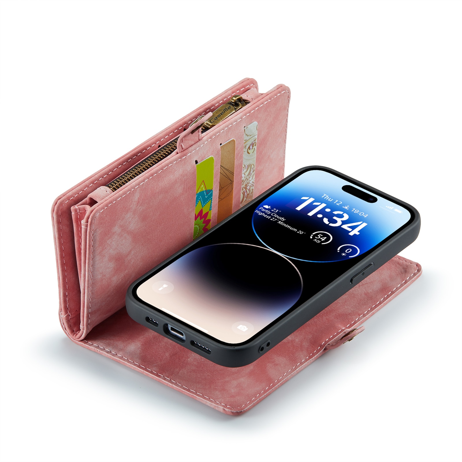 Étui portefeuille multi-cartes iPhone 14 Pro Max Rose
