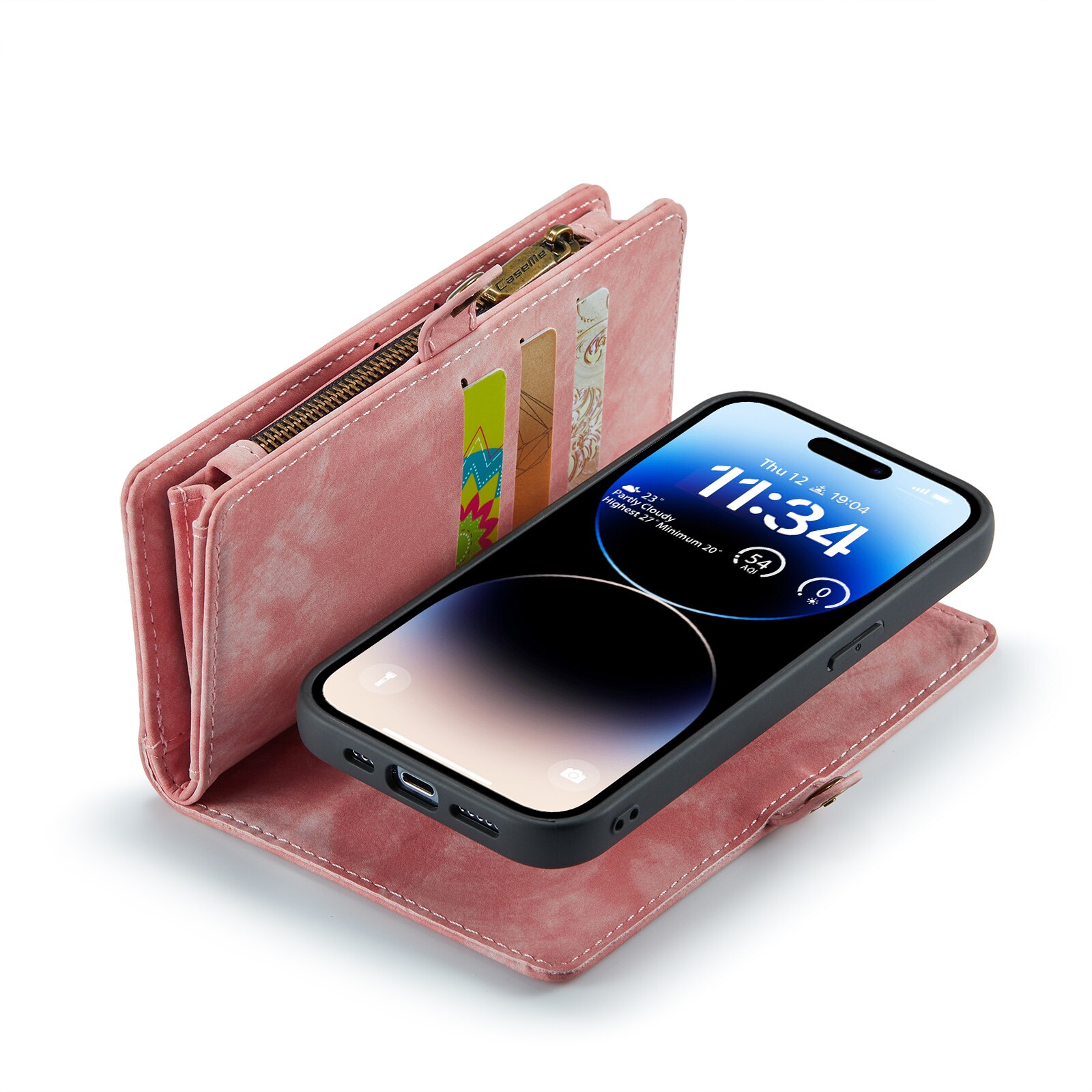 Étui portefeuille multi-cartes iPhone 14 Pro Max, Rose