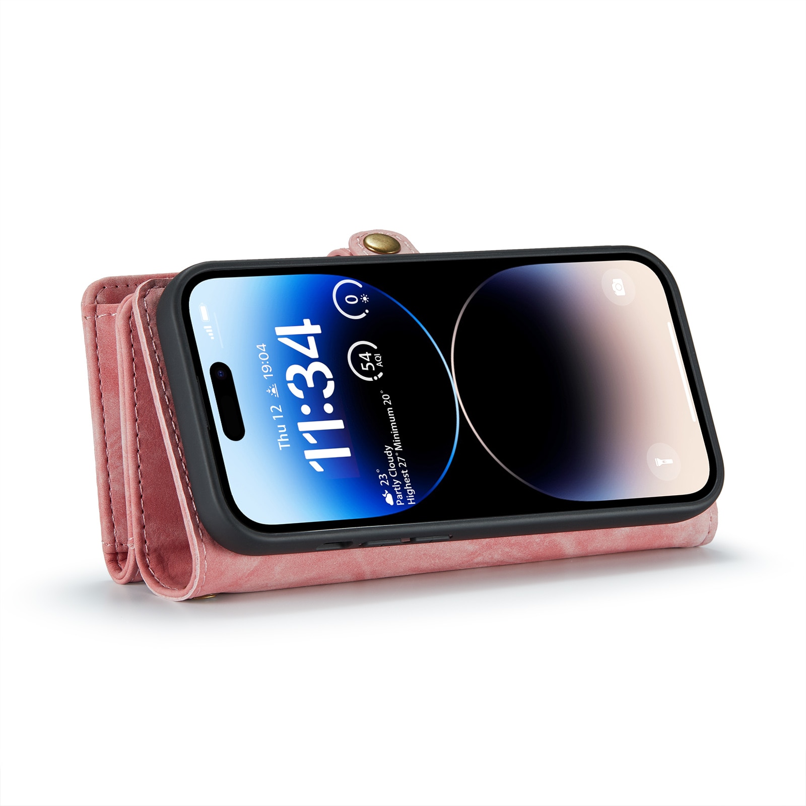 Étui portefeuille multi-cartes iPhone 14 Pro Max, Rose
