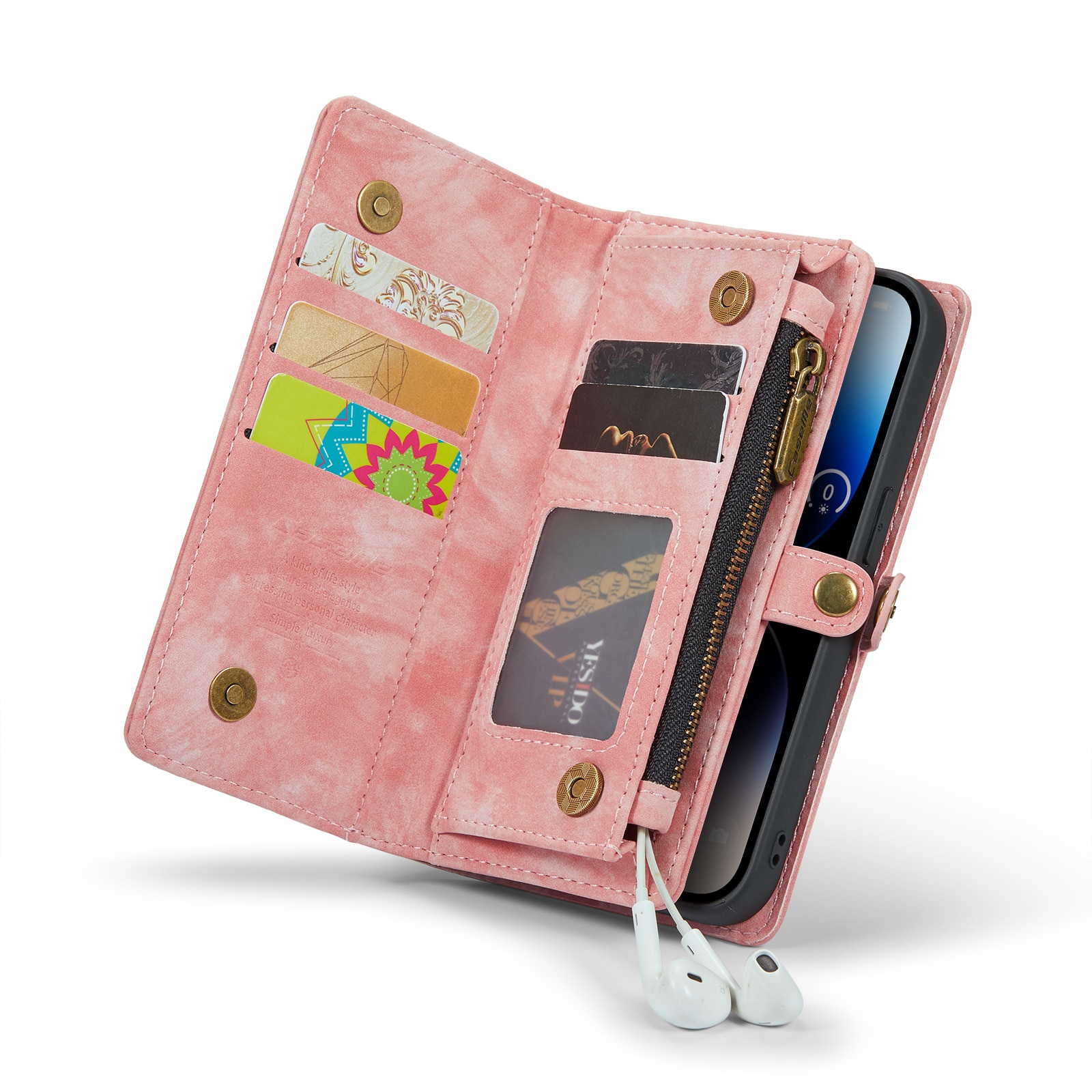 Étui portefeuille multi-cartes iPhone 14 Pro Max, Rose